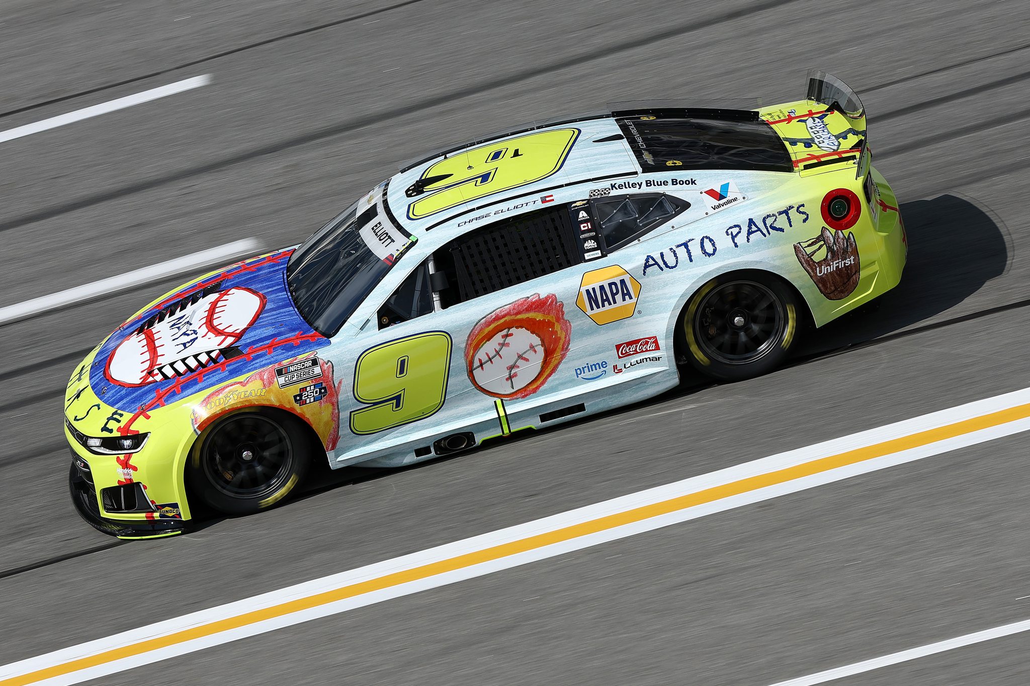 HAMPTON, GEORGIA - JULY 11: Chase Elliott, driver of the #9 NAPA Auto Parts / CHOA Chevrolet, drives during qualifying for the NASCAR Cup Series Quaker State 400 Available at Walmart at EchoPark Speedway on July 11, 2026 in Hampton, Georgia. (Photo by Meg Oliphant/Getty Images) | Getty Images