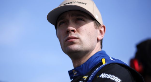 HAMPTON, GEORGIA - FEBRUARY 20: Christian Eckes, driver of the #91 NAPA Nightvision Chevrolet, looks on during qualifying for the NASCAR Craftsman Truck Series Fr8 Racing 208 at Echo Park Speedway on February 20, 2026 in Hampton, Georgia. (Photo by Sean Gardner/Getty Images) | Getty Images