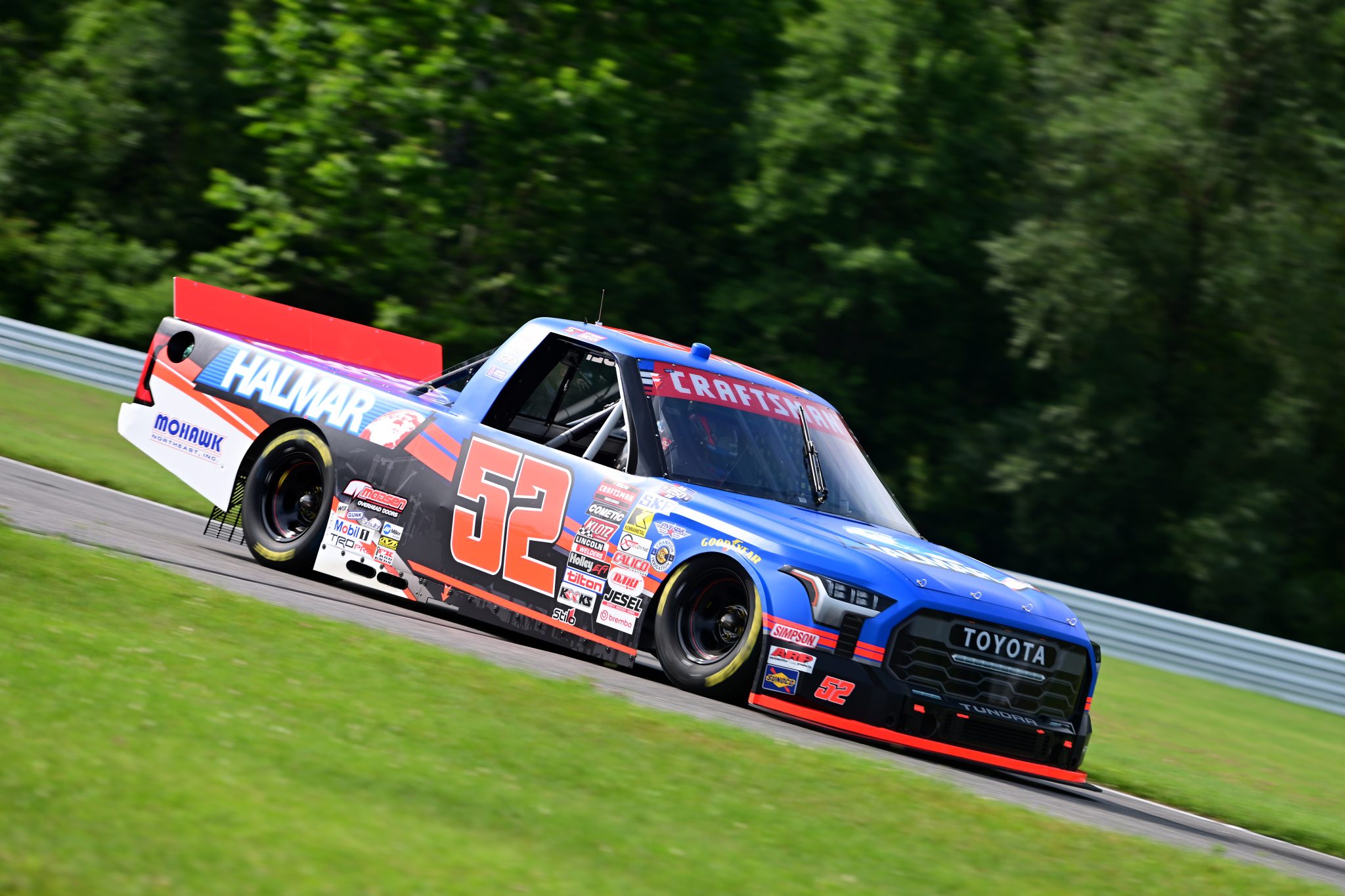 LAKEVILLE, CONNECTICUT - JULY 11: Stewart Friesen, driver of the #52 Halmar International Toyota, drives during practice for the NASCAR Craftsman Truck Series LiUNA 150 at Lime Rock Park on July 11, 2026 in Lakeville, Connecticut. (Photo by Jaiden Tripi/Getty Images) | Getty Images