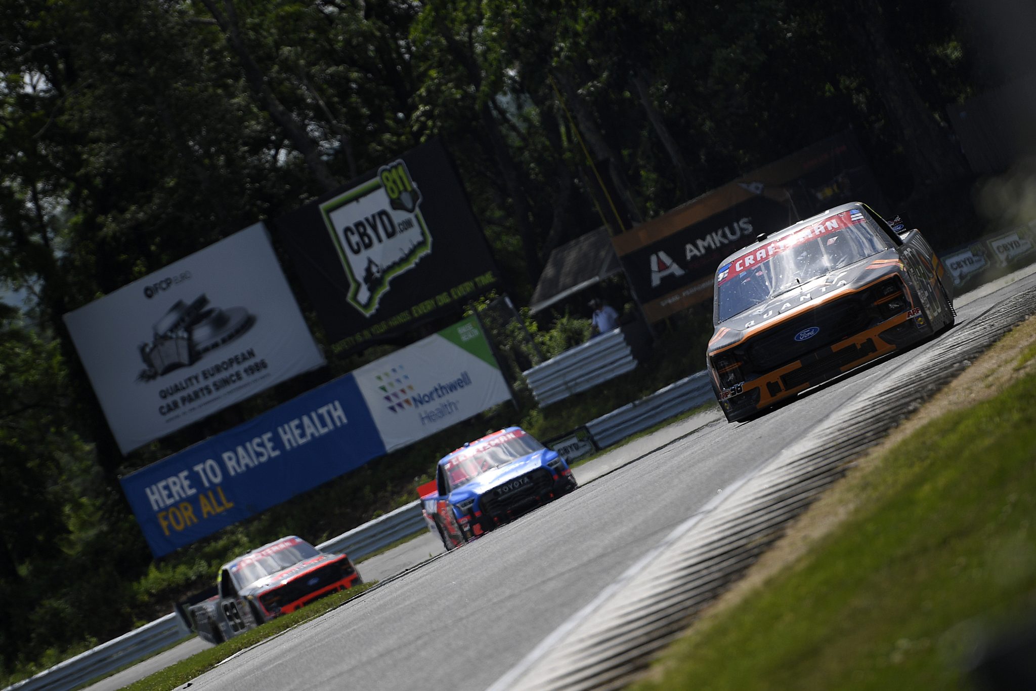 LAKEVILLE, CONNECTICUT - JULY 11: Jake Garcia, driver of the #98 Quanta/Curb Records Ford, drives during the NASCAR Craftsman Truck Series LiUNA 150 at Lime Rock Park on July 11, 2026 in Lakeville, Connecticut. (Photo by Jaiden Tripi/Getty Images) | Getty Images