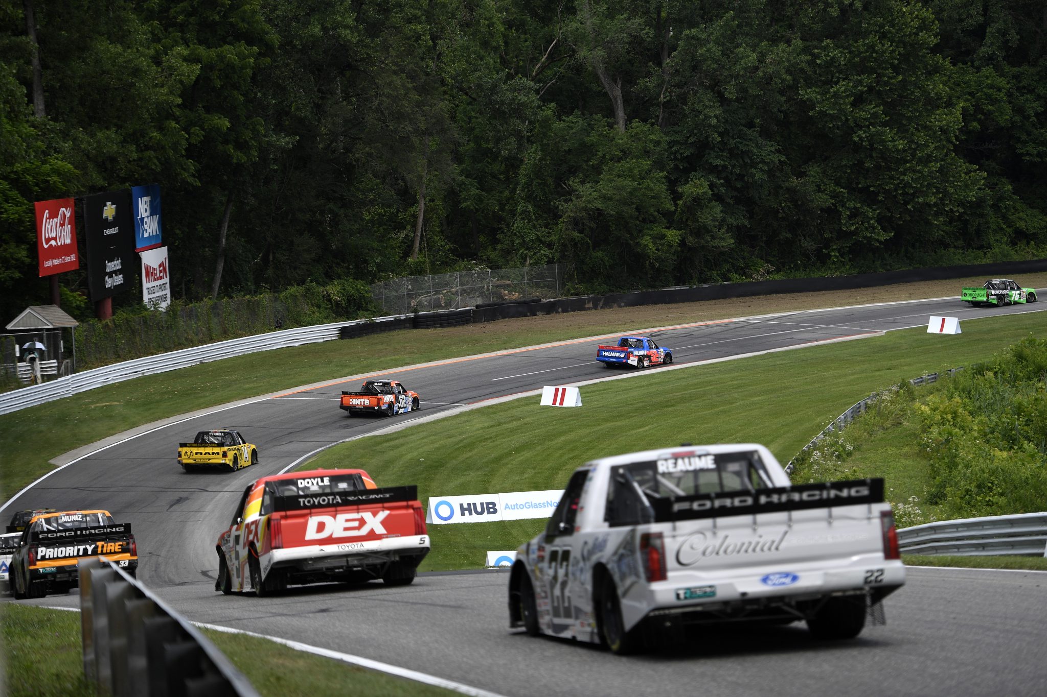 LAKEVILLE, CONNECTICUT - JULY 11: A general view of racing during the NASCAR Craftsman Truck Series LiUNA 150 at Lime Rock Park on July 11, 2026 in Lakeville, Connecticut. (Photo by Jaiden Tripi/Getty Images) | Getty Images