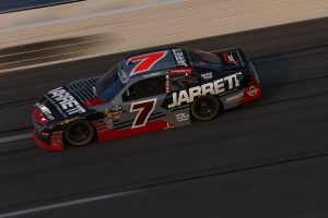 HAMPTON, GEORGIA - JULY 11: Justin Allgaier, driver of the #7 Jarrett Logistics Chevrolet, drives during the NASCAR O'Reilly Auto Parts Series Focused Health 250 at EchoPark Speedway on July 11, 2026 in Hampton, Georgia. (Photo by Meg Oliphant/Getty Images) | Getty Images