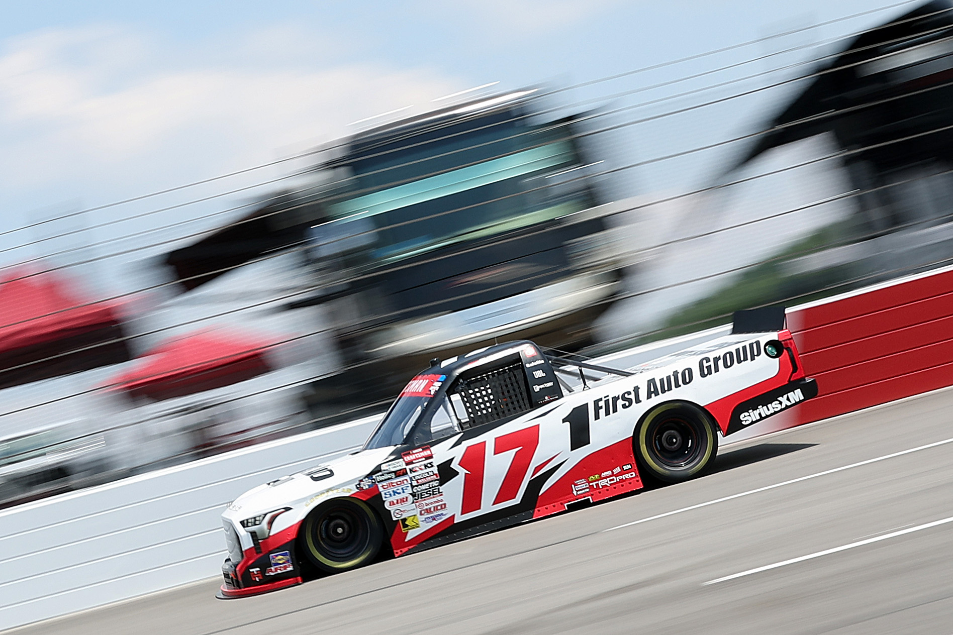 NORTH WILKESBORO, NORTH CAROLINA - JULY 17: Giovanni Ruggiero, driver of the #17 First Auto Group Toyota, drives during practice for the NASCAR Craftsman Truck Series Faith Fest 250 at North Wilkesboro Speedway on July 17, 2026 in North Wilkesboro, North Carolina. (Photo by David Jensen/Getty Images) | Getty Images