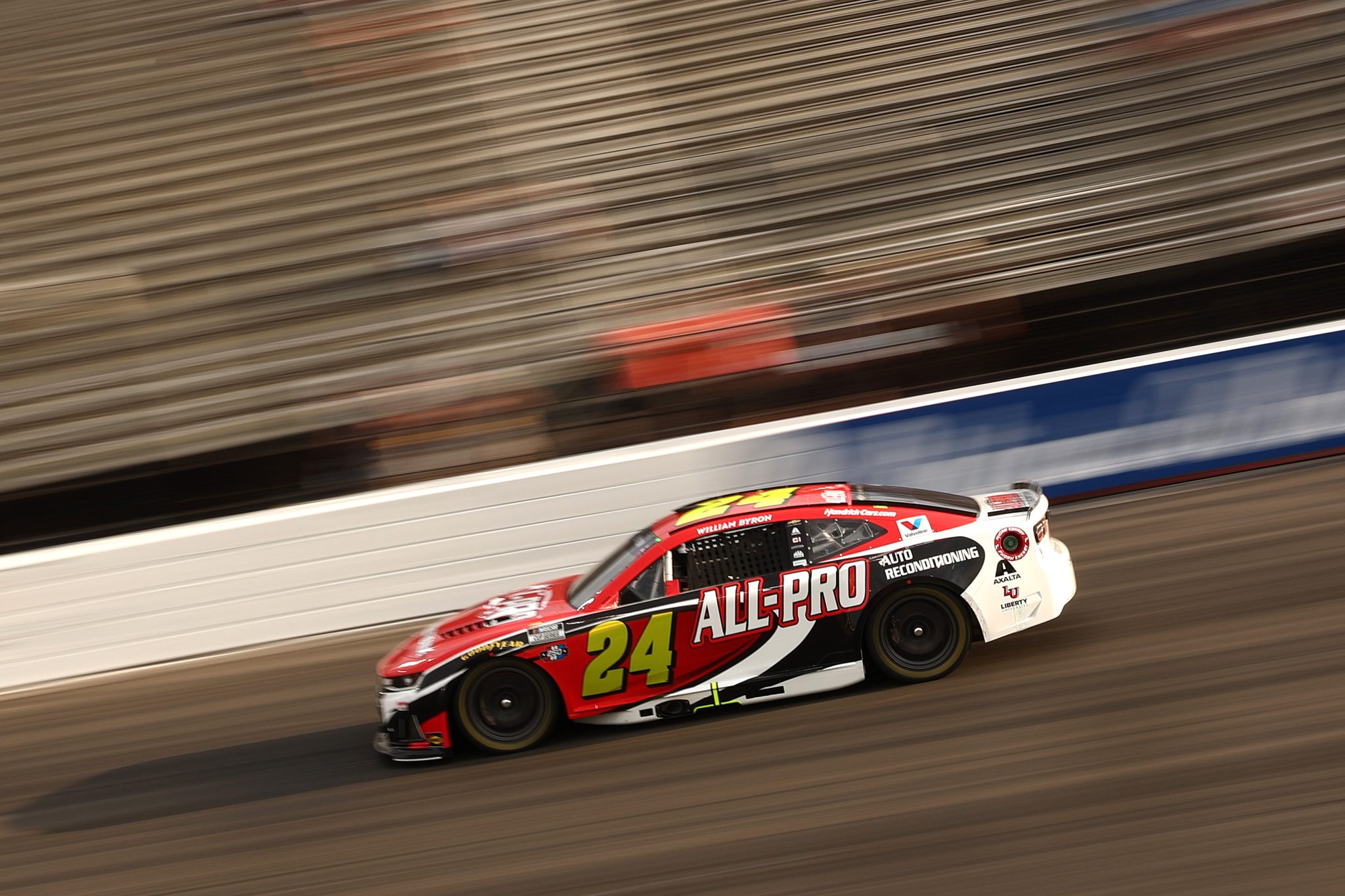 NORTH WILKESBORO, NORTH CAROLINA - JULY 18: William Byron, driver of the #24 All-Pro Reconditioning Chevrolet, drives during practice for the NASCAR Cup Series Window World 450 at North Wilkesboro Speedway on July 18, 2026 in North Wilkesboro, North Carolina. (Photo by Meg Oliphant/Getty Images) | Getty Images