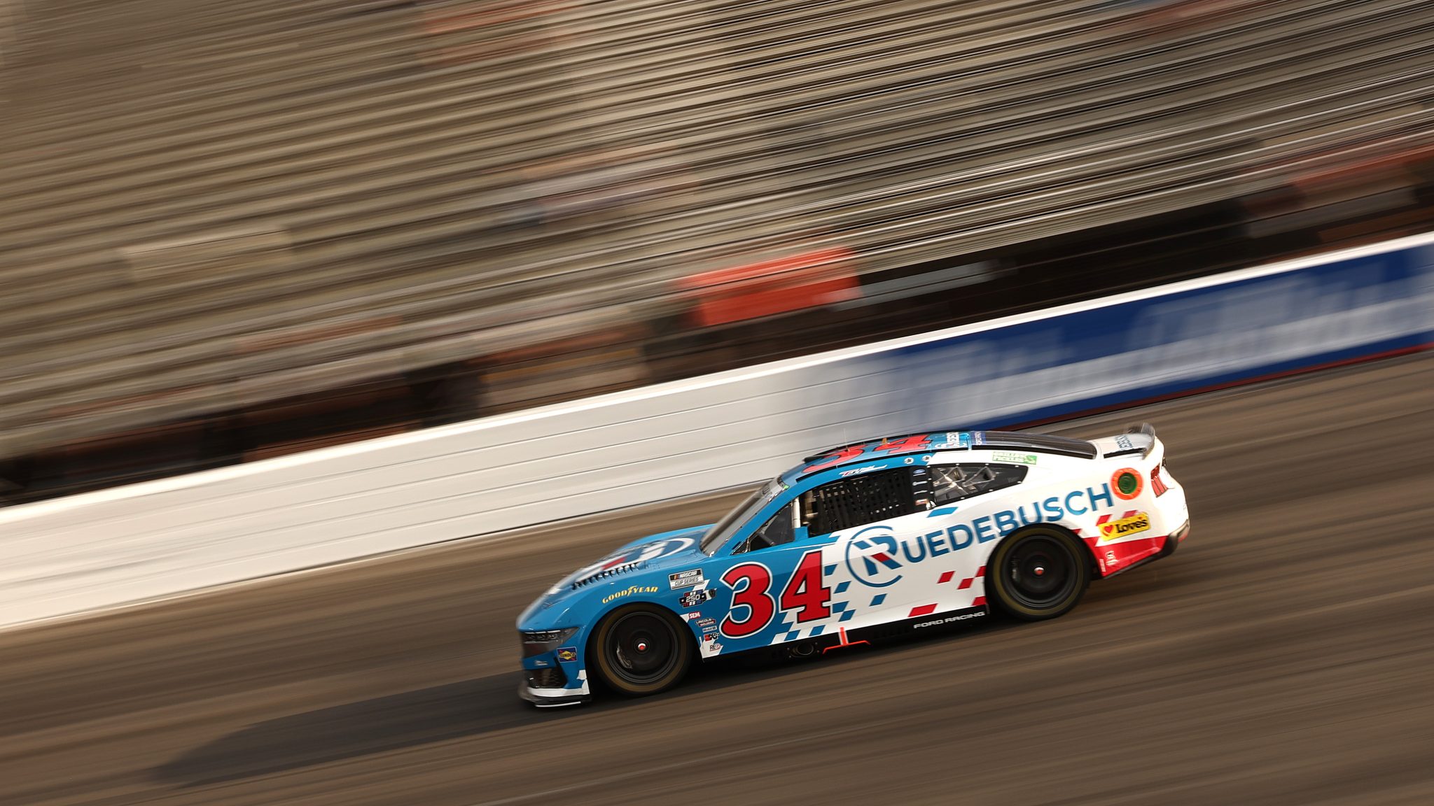 NORTH WILKESBORO, NORTH CAROLINA - JULY 18: Todd Gilliland, driver of the #34 Ruedebusch Ford, drives during practice for the NASCAR Cup Series Window World 450 at North Wilkesboro Speedway on July 18, 2026 in North Wilkesboro, North Carolina. (Photo by Meg Oliphant/Getty Images) | Getty Images