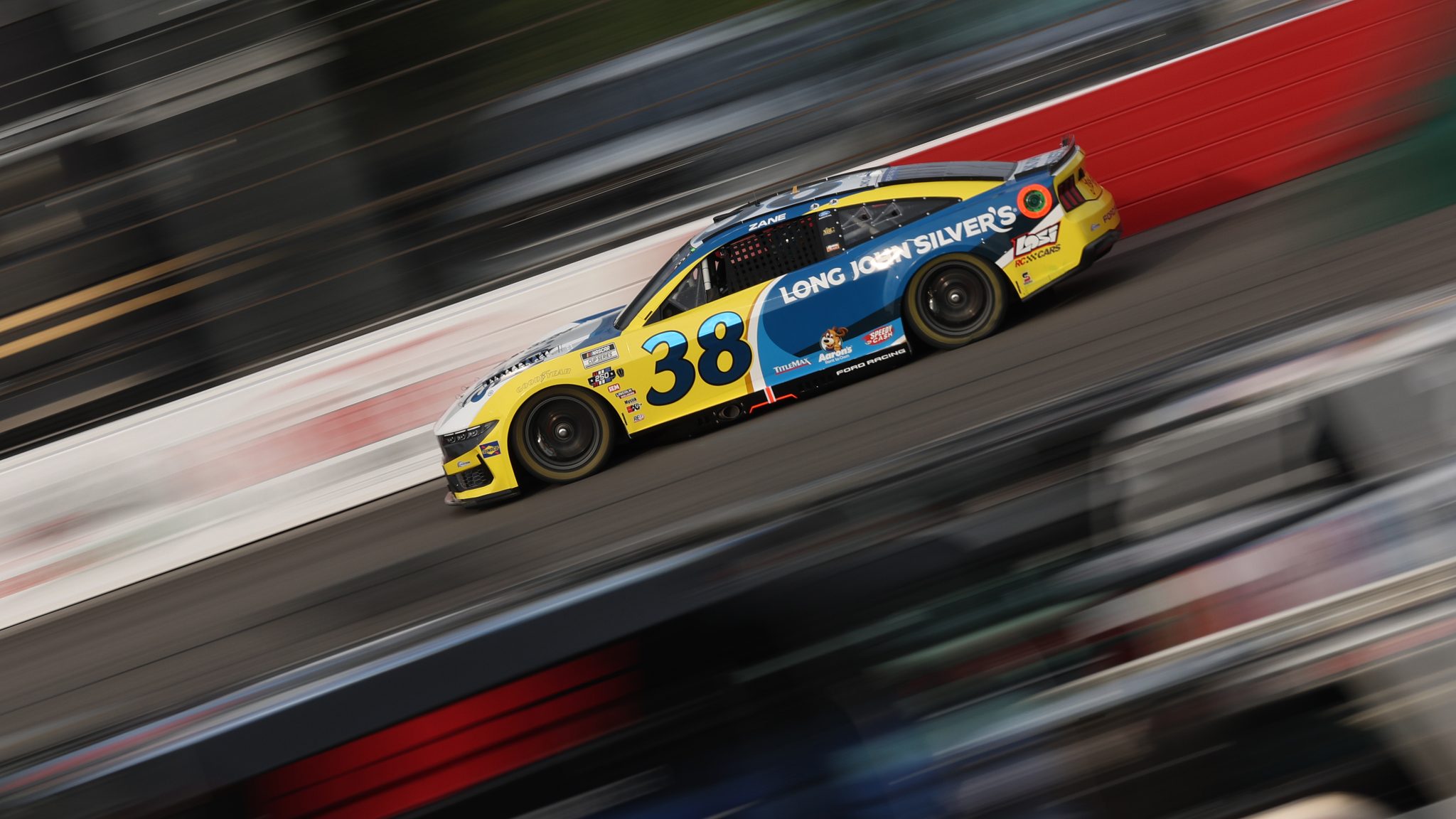 NORTH WILKESBORO, NORTH CAROLINA - JULY 18: Zane Smith, driver of the #38 Long John Silver's Ford, during practice for the NASCAR Cup Series Window World 450 at North Wilkesboro Speedway on July 18, 2026 in North Wilkesboro, North Carolina. (Photo by David Jensen/Getty Images) | Getty Images