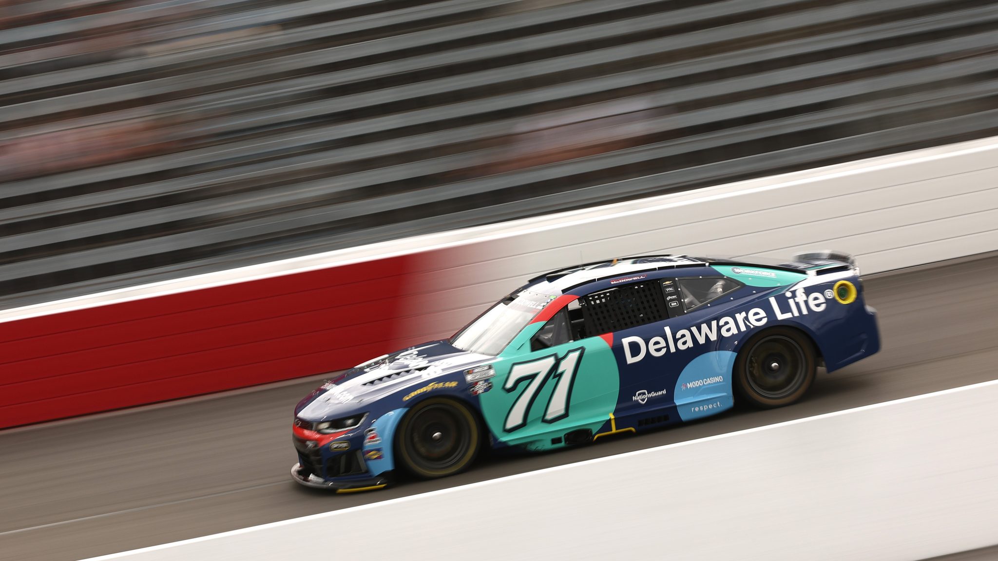 NORTH WILKESBORO, NORTH CAROLINA - JULY 18: Michael McDowell, driver of the #71 Delaware Life Chevrolet, drives during practice for the NASCAR Cup Series Window World 450 at North Wilkesboro Speedway on July 18, 2026 in North Wilkesboro, North Carolina. (Photo by Meg Oliphant/Getty Images) | Getty Images