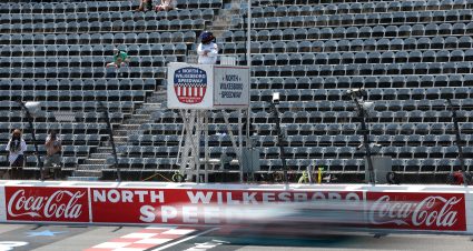 NORTH WILKESBORO, NORTH CAROLINA - JULY 17: A general view of  practice for the NASCAR Craftsman Truck Series Faith Fest 250 at North Wilkesboro Speedway on July 17, 2026 in North Wilkesboro, North Carolina. (Photo by David Jensen/Getty Images) | Getty Images
