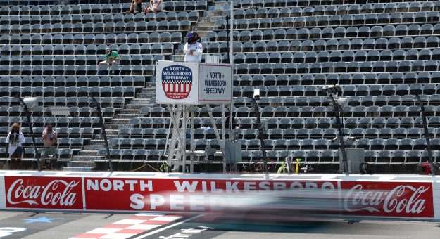 NORTH WILKESBORO, NORTH CAROLINA - JULY 17: A general view of  practice for the NASCAR Craftsman Truck Series Faith Fest 250 at North Wilkesboro Speedway on July 17, 2026 in North Wilkesboro, North Carolina. (Photo by David Jensen/Getty Images) | Getty Images