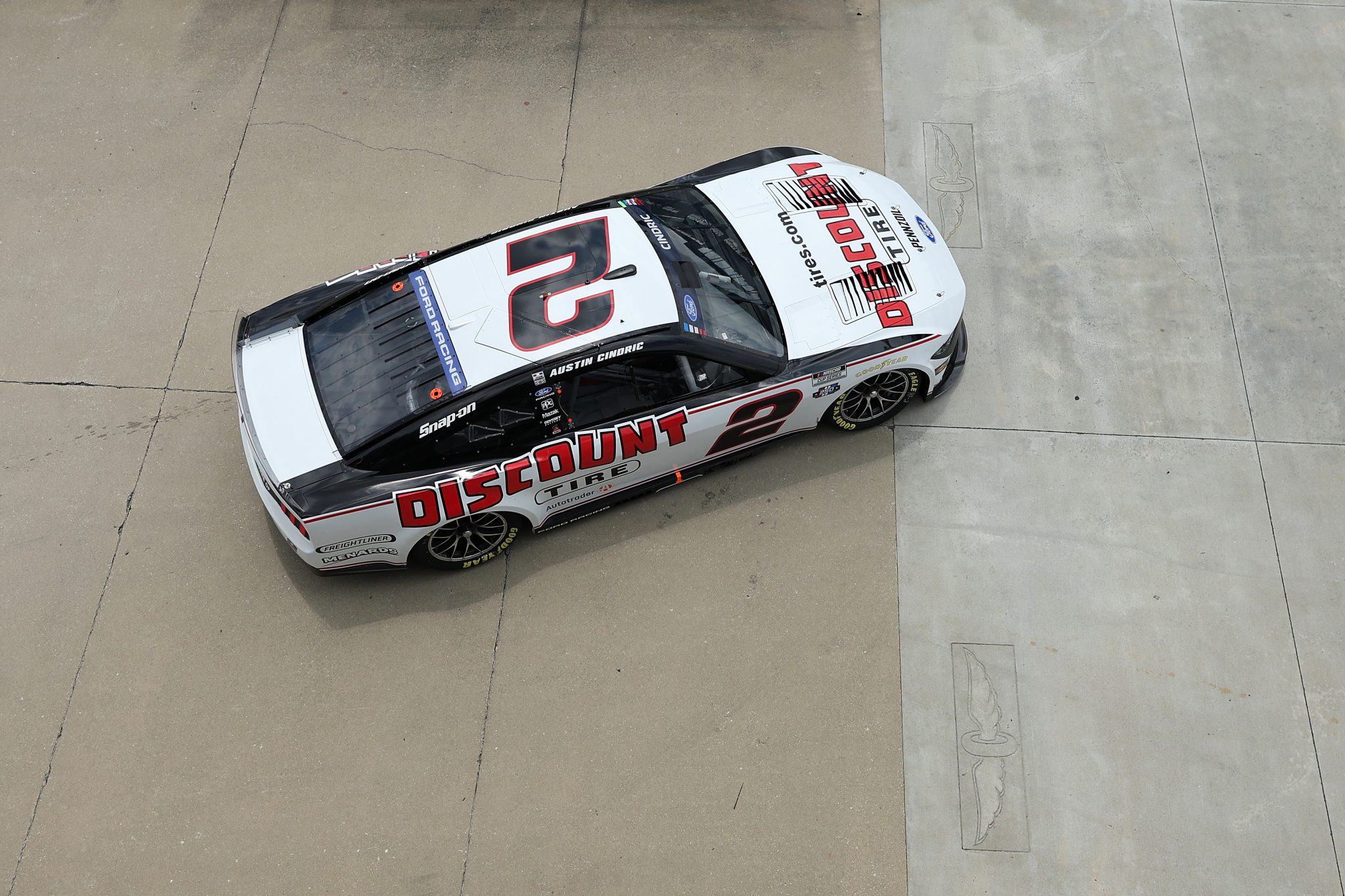 INDIANAPOLIS, INDIANA - JULY 24: Austin Cindric, driver of the #2 Discount Tire Ford, enters the track during practice for the NASCAR Cup Series Brickyard 400 at Indianapolis Motor Speedway on July 24, 2026 in Indianapolis, Indiana. (Photo by Logan Riely/Getty Images)