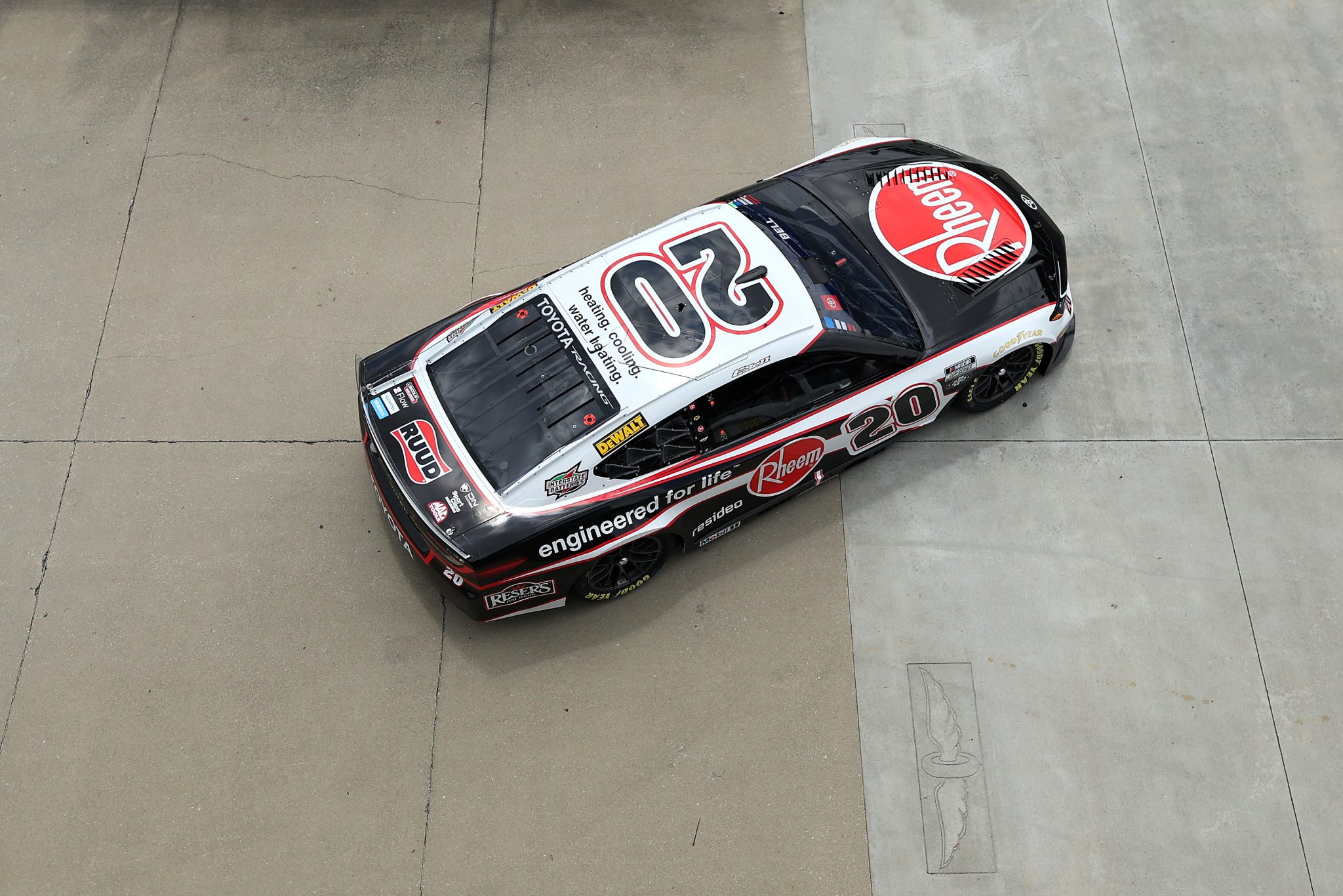 INDIANAPOLIS, INDIANA - JULY 24: Christopher Bell, driver of the #20 Rheem Toyota, enters the track during practice for the NASCAR Cup Series Brickyard 400 at Indianapolis Motor Speedway on July 24, 2026 in Indianapolis, Indiana. (Photo by Logan Riely/Getty Images)
