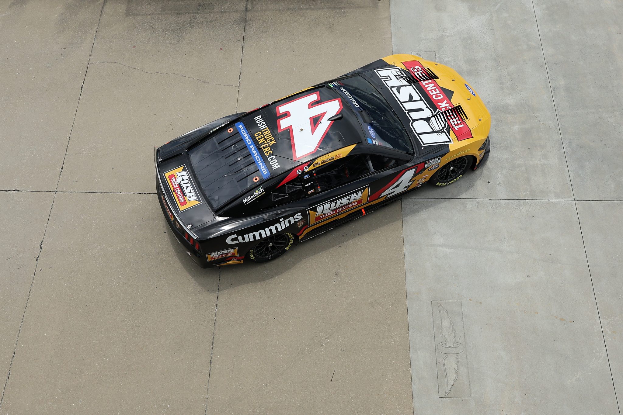 INDIANAPOLIS, INDIANA - JULY 24: Noah Gragson, driver of the #4 Rush Truck Centers/Cummins Ford, enters the track during practice for the NASCAR Cup Series Brickyard 400 at Indianapolis Motor Speedway on July 24, 2026 in Indianapolis, Indiana. (Photo by Logan Riely/Getty Images)