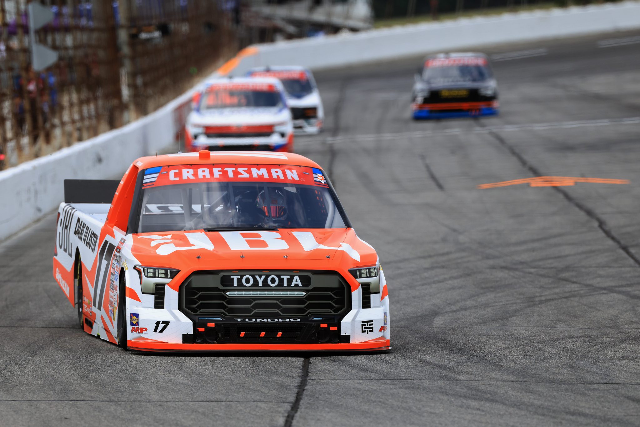 INDIANAPOLIS, INDIANA - JULY 24: Giovanni Ruggiero, driver of the #17 JBL Toyota, drives during practice for the NASCAR Craftsman Truck Series TSport 200 at Lucas Oil Indianapolis Raceway Park on July 24, 2026 in Indianapolis, Indiana. (Photo by Justin Casterline/Getty Images) | Getty Images