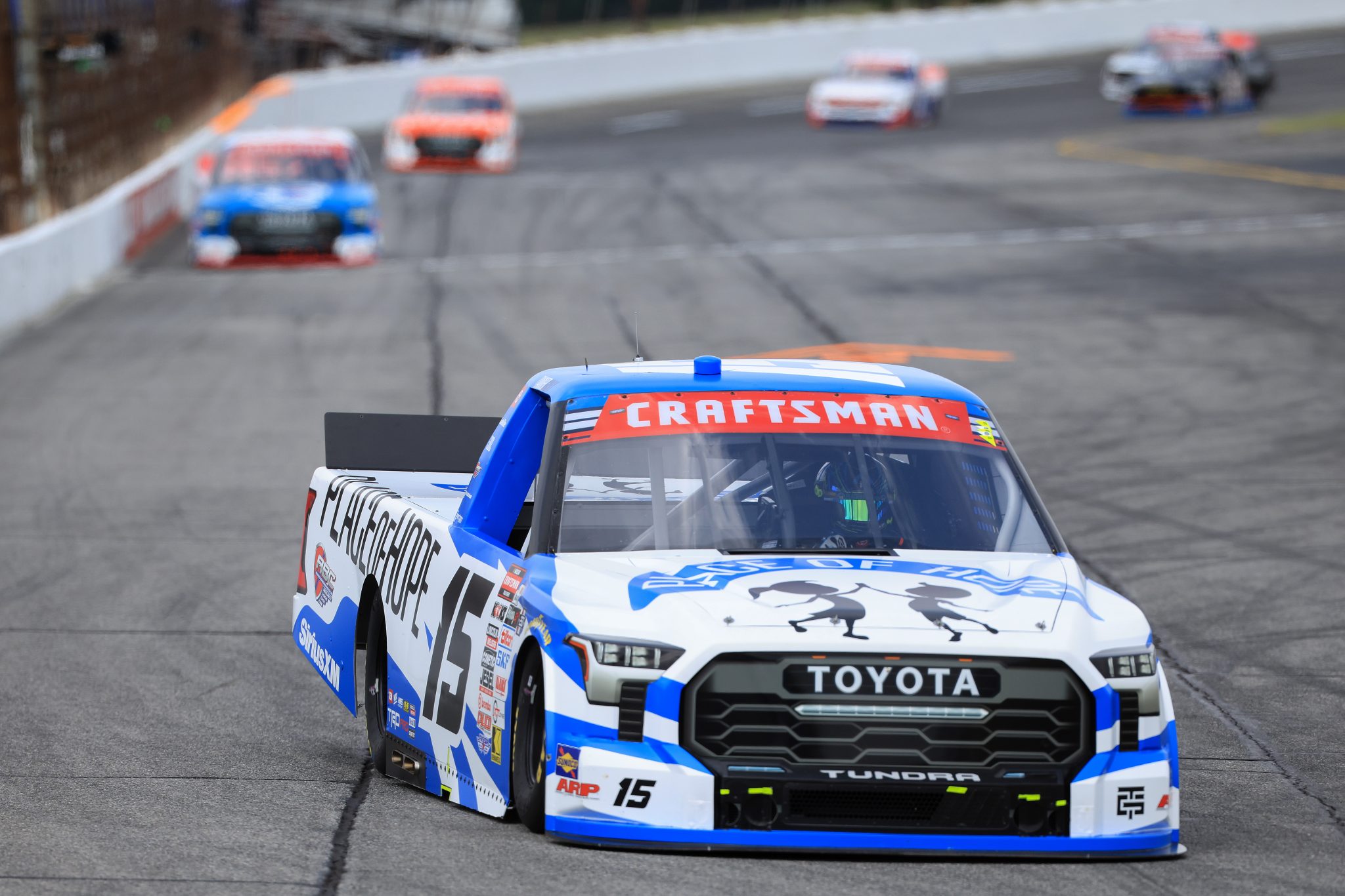 INDIANAPOLIS, INDIANA - JULY 24: Tanner Gray, driver of the #15 Place of Hope Toyota, drives during practice for the NASCAR Craftsman Truck Series TSport 200 at Lucas Oil Indianapolis Raceway Park on July 24, 2026 in Indianapolis, Indiana. (Photo by Justin Casterline/Getty Images) | Getty Images