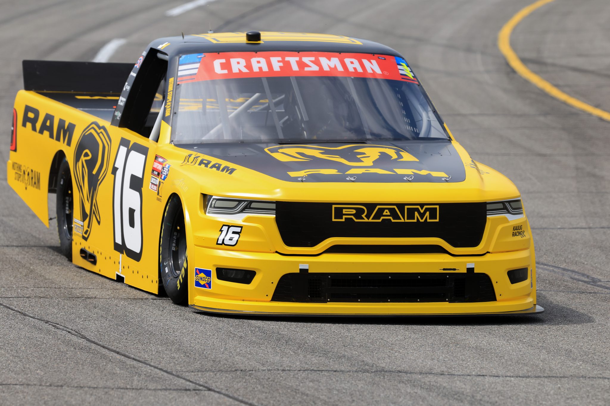 INDIANAPOLIS, INDIANA - JULY 24: Justin Haley, driver of the #16 RAM RAM, drives during practice for the NASCAR Craftsman Truck Series TSport 200 at Lucas Oil Indianapolis Raceway Park on July 24, 2026 in Indianapolis, Indiana. (Photo by Justin Casterline/Getty Images) | Getty Images