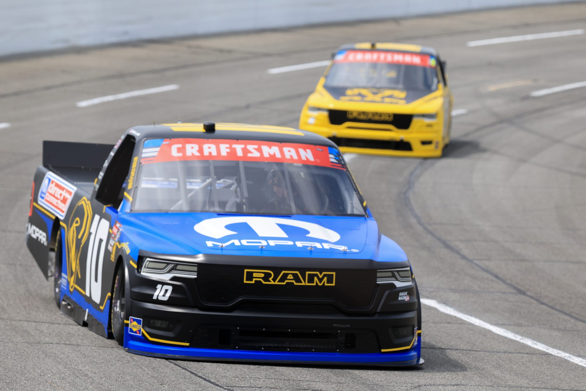 INDIANAPOLIS, INDIANA - JULY 24: Corey LaJoie, driver of the #10 Mopar RAM, drives during practice for the NASCAR Craftsman Truck Series TSport 200 at Lucas Oil Indianapolis Raceway Park on July 24, 2026 in Indianapolis, Indiana. (Photo by Justin Casterline/Getty Images) | Getty Images