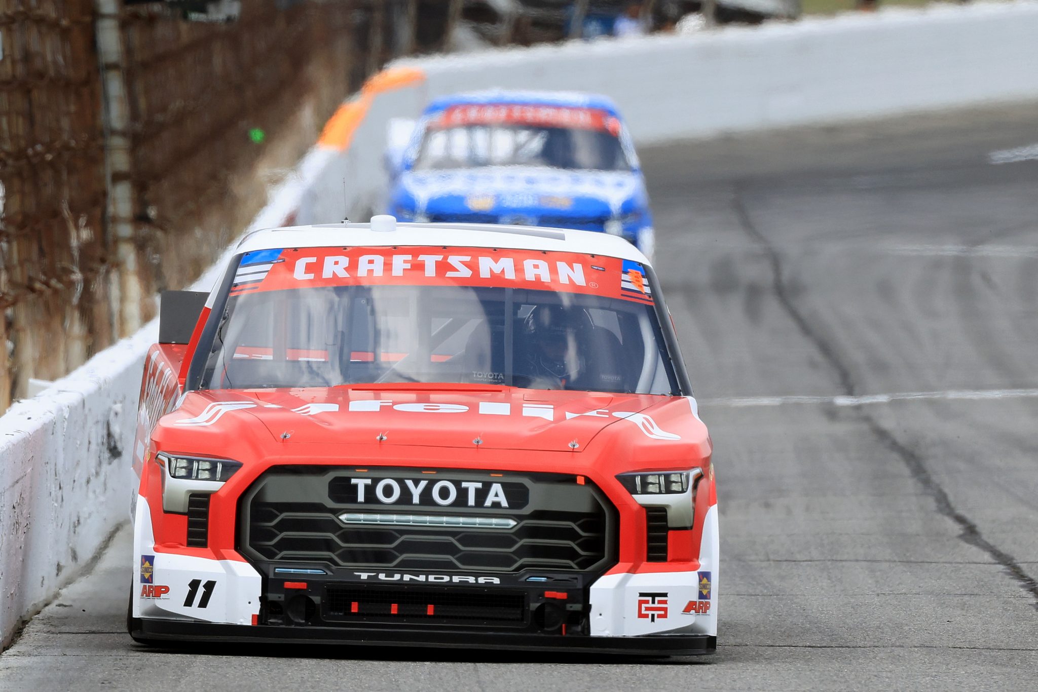 INDIANAPOLIS, INDIANA - JULY 24: Kaden Honeycutt, driver of the #11 Safelite Toyota, drives during practice for the NASCAR Craftsman Truck Series TSport 200 at Lucas Oil Indianapolis Raceway Park on July 24, 2026 in Indianapolis, Indiana. (Photo by Justin Casterline/Getty Images) | Getty Images