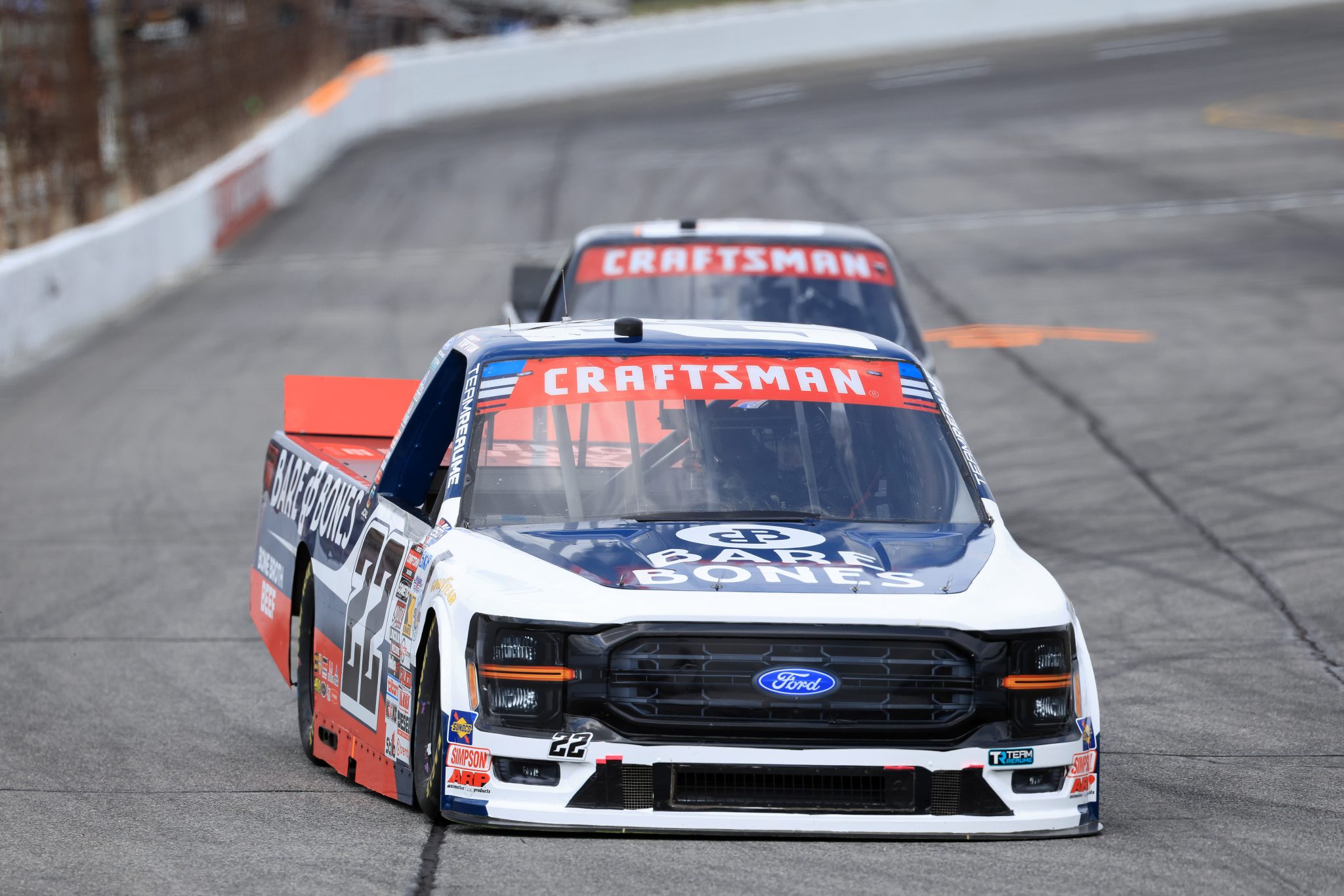 INDIANAPOLIS, INDIANA - JULY 24: Derek Lemke, driver of the #22 Bare Bones Ford, drives during practice for the NASCAR Craftsman Truck Series TSport 200 at Lucas Oil Indianapolis Raceway Park on July 24, 2026 in Indianapolis, Indiana. (Photo by Justin Casterline/Getty Images) | Getty Images