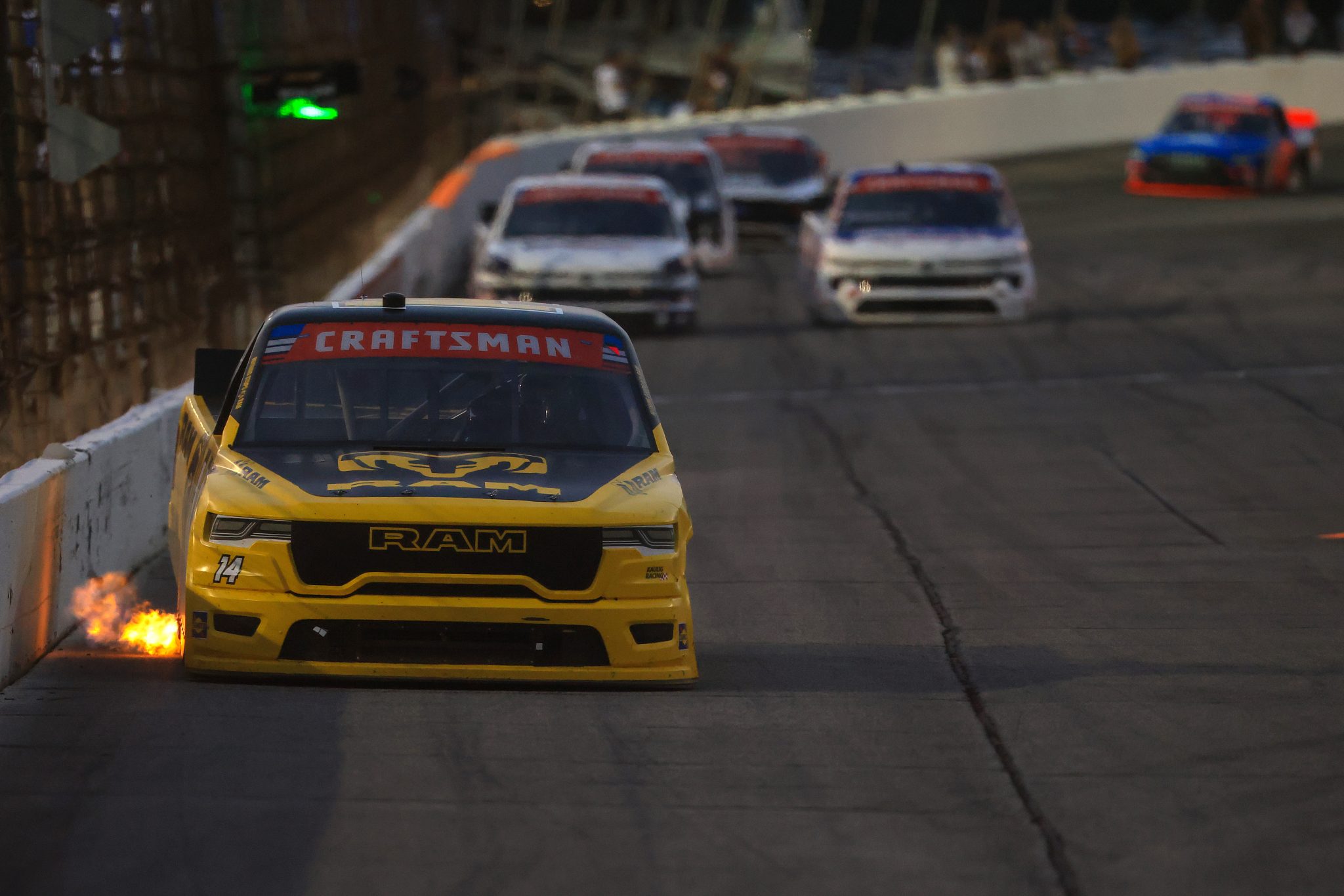 INDIANAPOLIS, INDIANA - JULY 24: Mini Tyrrell, driver of the #14 RAM RAM, drives during the NASCAR Craftsman Truck Series TSport 200 at Lucas Oil Indianapolis Raceway Park on July 24, 2026 in Indianapolis, Indiana. (Photo by Justin Casterline/Getty Images) | Getty Images