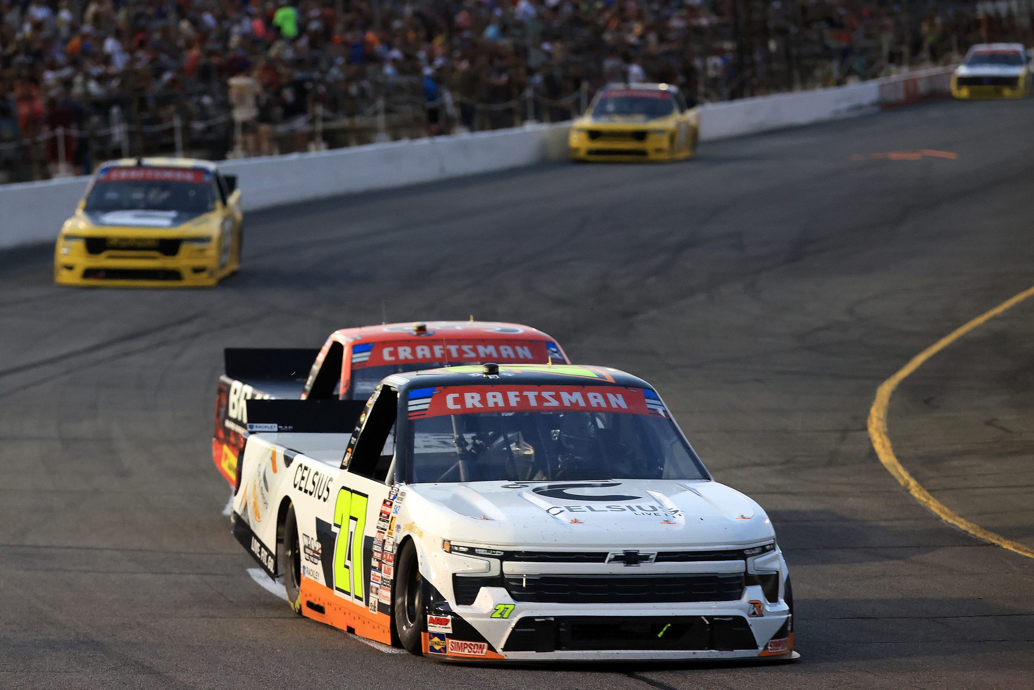 INDIANAPOLIS, INDIANA - JULY 24: Toni Breidinger, driver of the #27 Celsius Chevrolet, drives during the NASCAR Craftsman Truck Series TSport 200 at Lucas Oil Indianapolis Raceway Park on July 24, 2026 in Indianapolis, Indiana. (Photo by Justin Casterline/Getty Images) | Getty Images