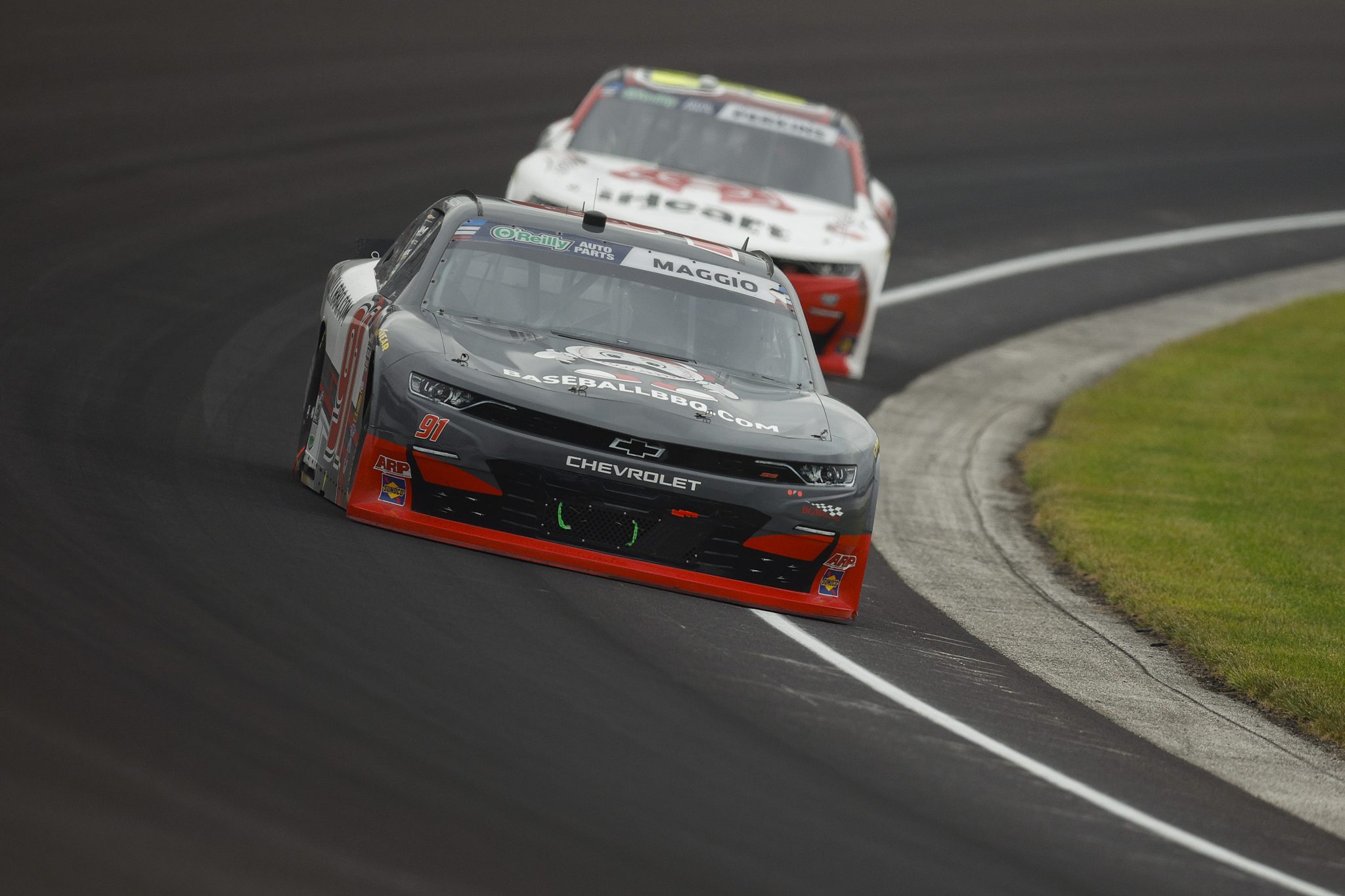 INDIANAPOLIS, INDIANA - JULY 25: Mason Maggio, driver of the #91 DGM Racing x JIM Chevrolet, drives during the NASCAR O'Reilly Auto Parts Series Pennzoil 250 Presented by Take 5 Oil Change at Indianapolis Motor Speedway on July 25, 2026 in Indianapolis, Indiana. (Photo by Sean Gardner/Getty Images) | Getty Images