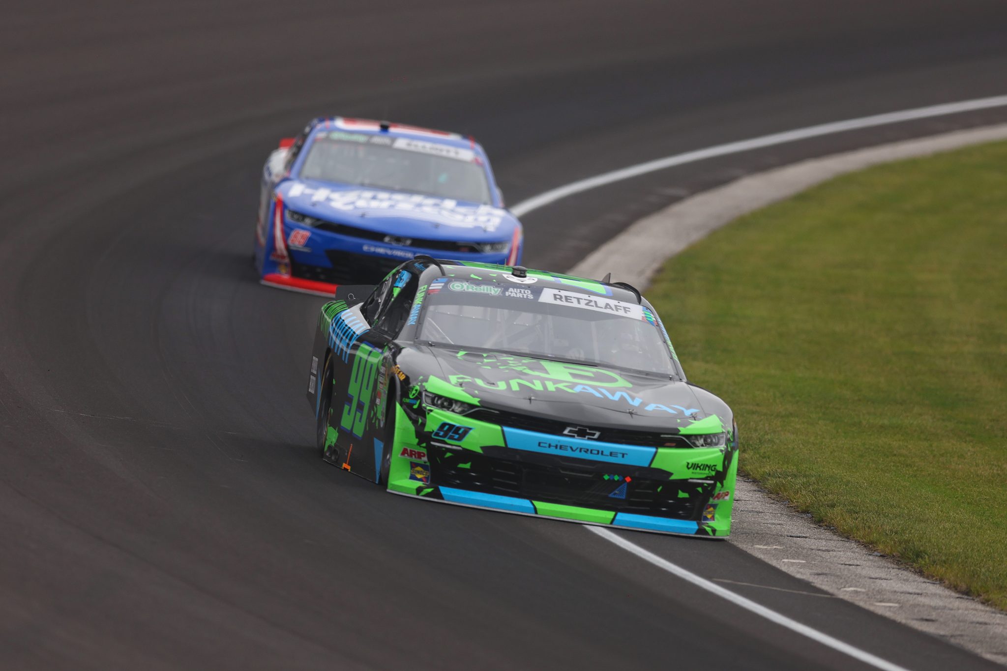 INDIANAPOLIS, INDIANA - JULY 25: Parker Retzlaff, driver of the #99 FUNKAWAY Chevrolet, drives during the NASCAR O'Reilly Auto Parts Series Pennzoil 250 Presented by Take 5 Oil Change at Indianapolis Motor Speedway on July 25, 2026 in Indianapolis, Indiana. (Photo by Logan Riely/Getty Images) | Getty Images