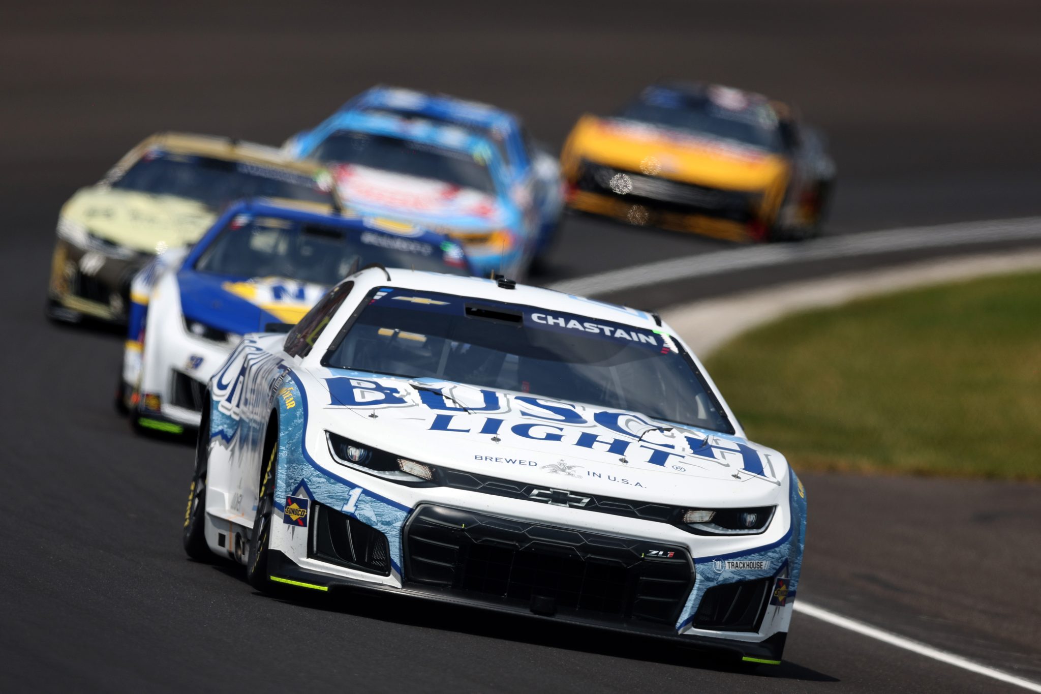 INDIANAPOLIS, INDIANA - JULY 26: Ross Chastain, driver of the #1 Busch Light Chevrolet, drives during the NASCAR Cup Series Brickyard 400 at Indianapolis Motor Speedway on July 26, 2026 in Indianapolis, Indiana. (Photo by Logan Riely/Getty Images) | Getty Images