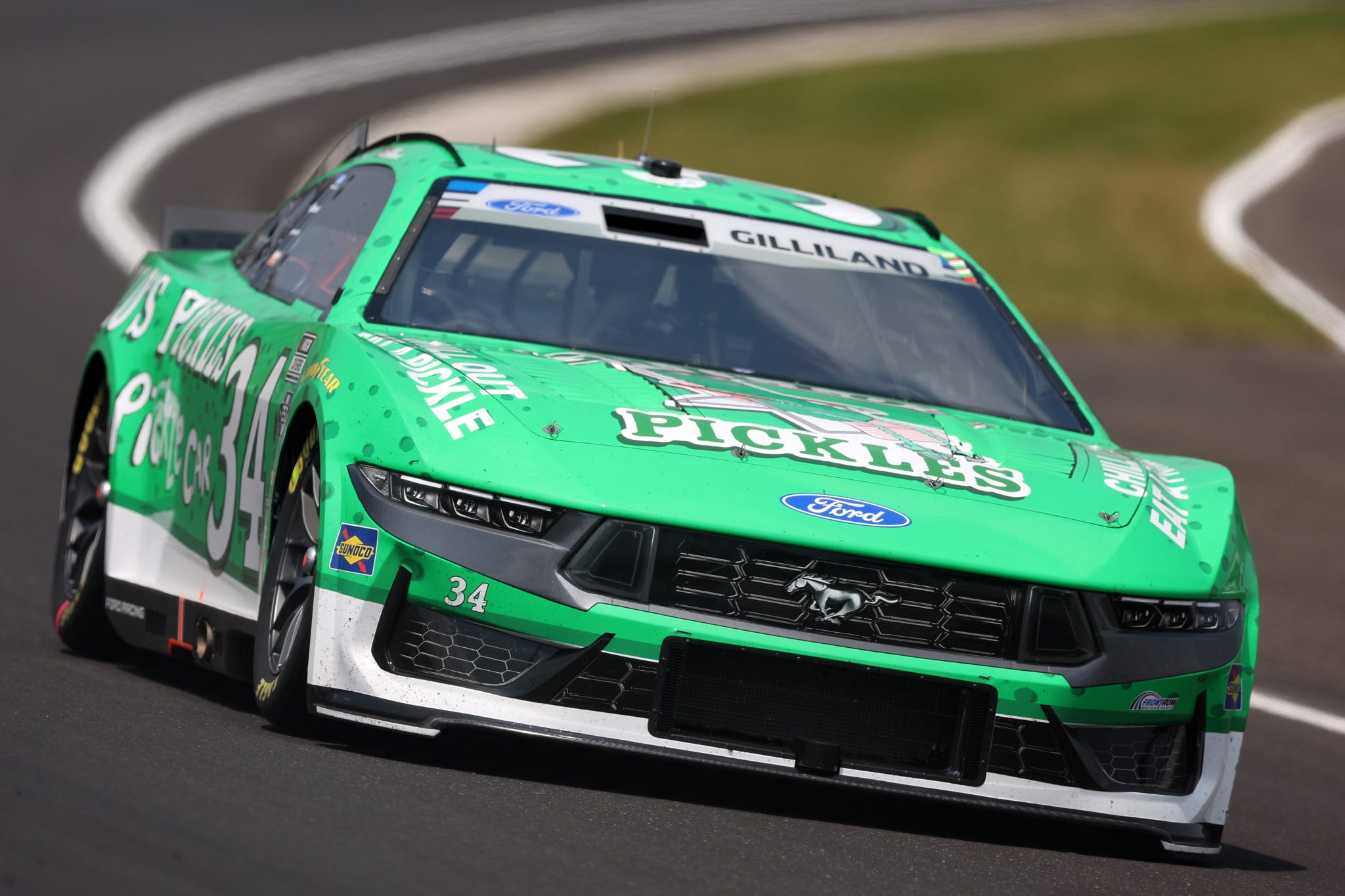 INDIANAPOLIS, INDIANA - JULY 26: Todd Gilliland, driver of the #34 Grillo's Pickles Ford, drives during the NASCAR Cup Series Brickyard 400 at Indianapolis Motor Speedway on July 26, 2026 in Indianapolis, Indiana. (Photo by Logan Riely/Getty Images) | Getty Images
