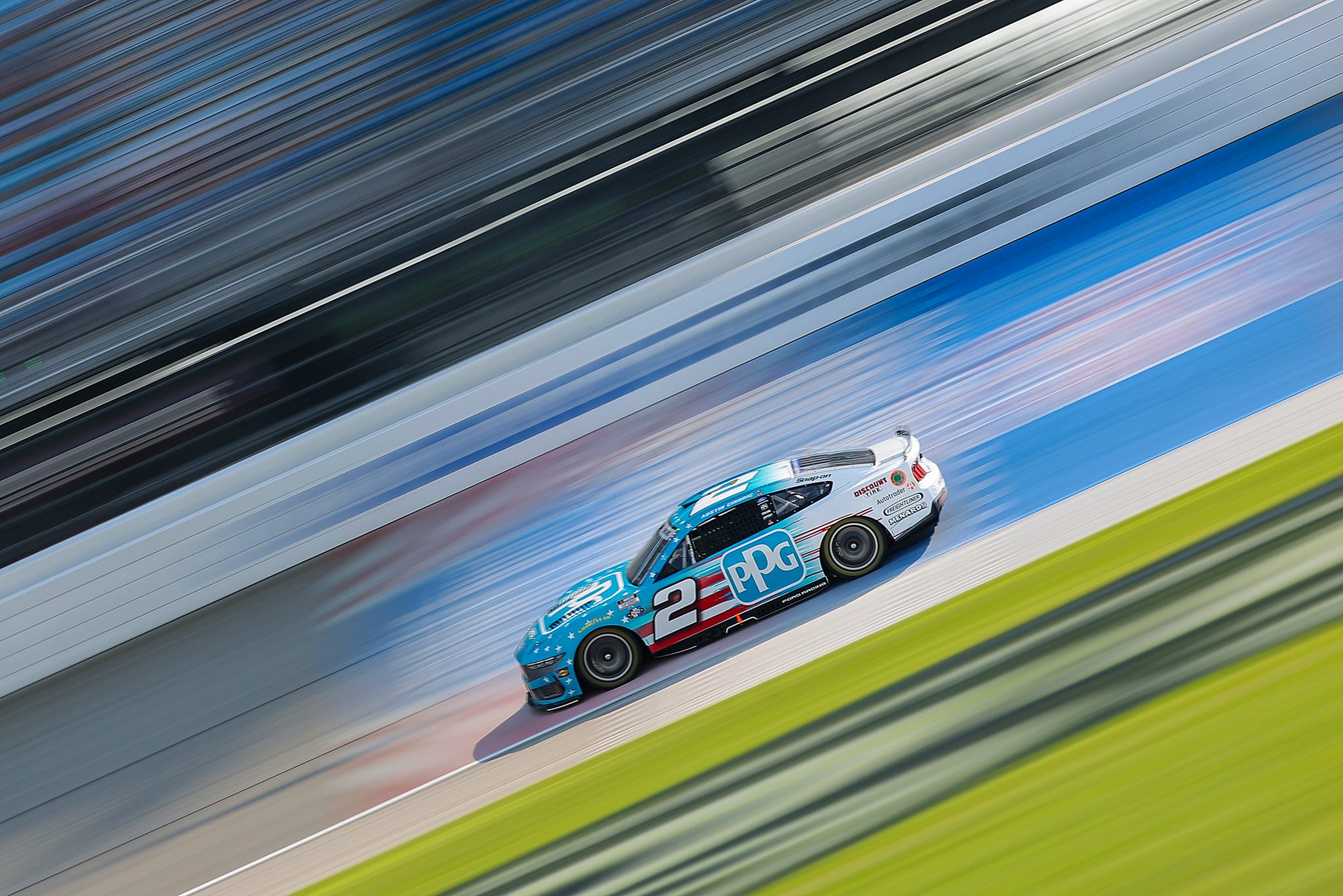 JOLIET, ILLINOIS - JULY 03: Austin Cindric, driver of the #2 PPG Ford, drives during practice for the NASCAR Cup Series eero 400 at Chicagoland Speedway on July 03, 2026 in Joliet, Illinois. (Photo by Jonathan Bachman/Getty Images) | Getty Images
