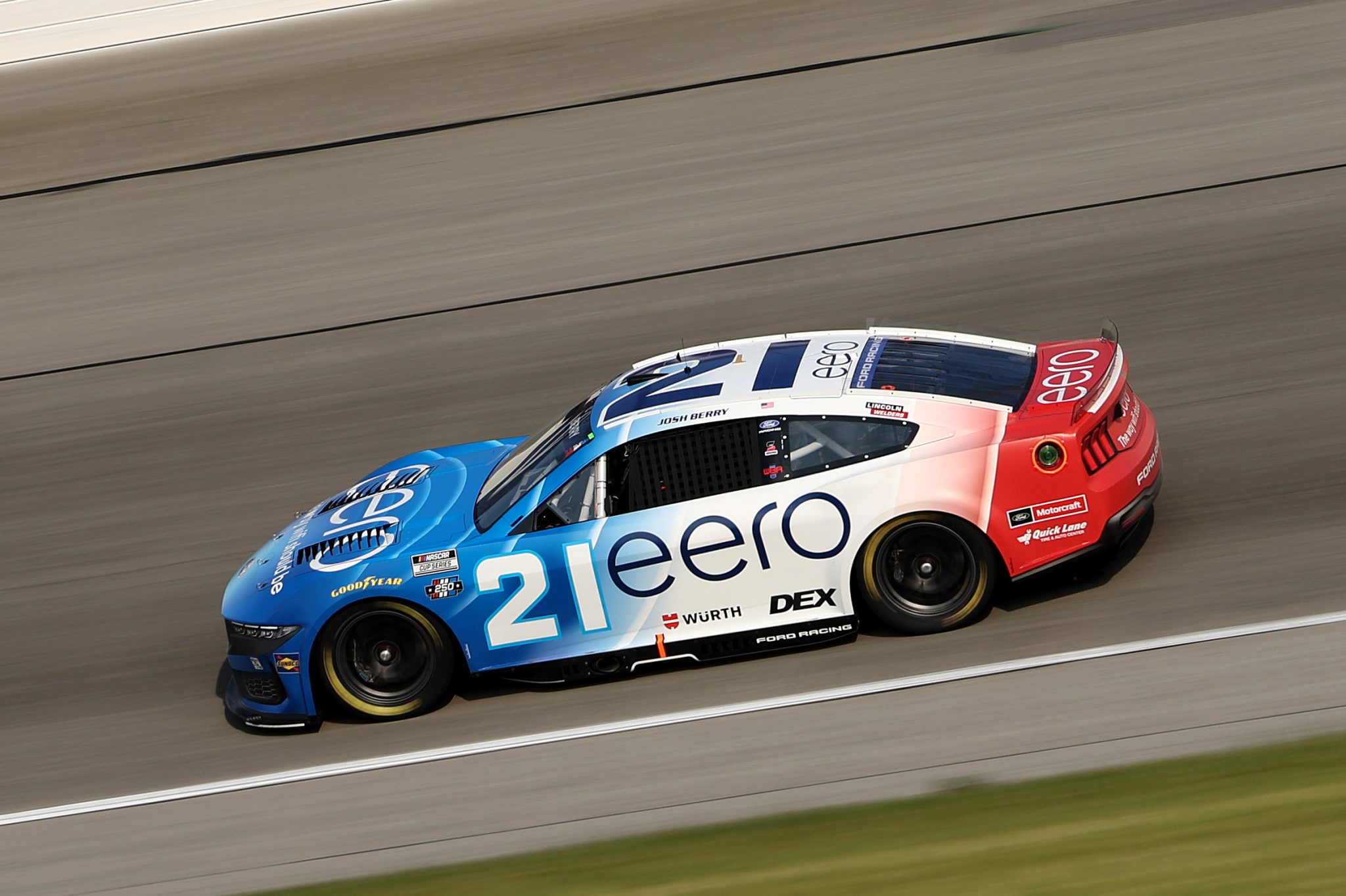 JOLIET, ILLINOIS - JULY 03: Josh Berry, driver of the #21 eero Ford, drives during practice for the NASCAR Cup Series eero 400 at Chicagoland Speedway on July 03, 2026 in Joliet, Illinois. (Photo by James Gilbert/Getty Images) | Getty Images