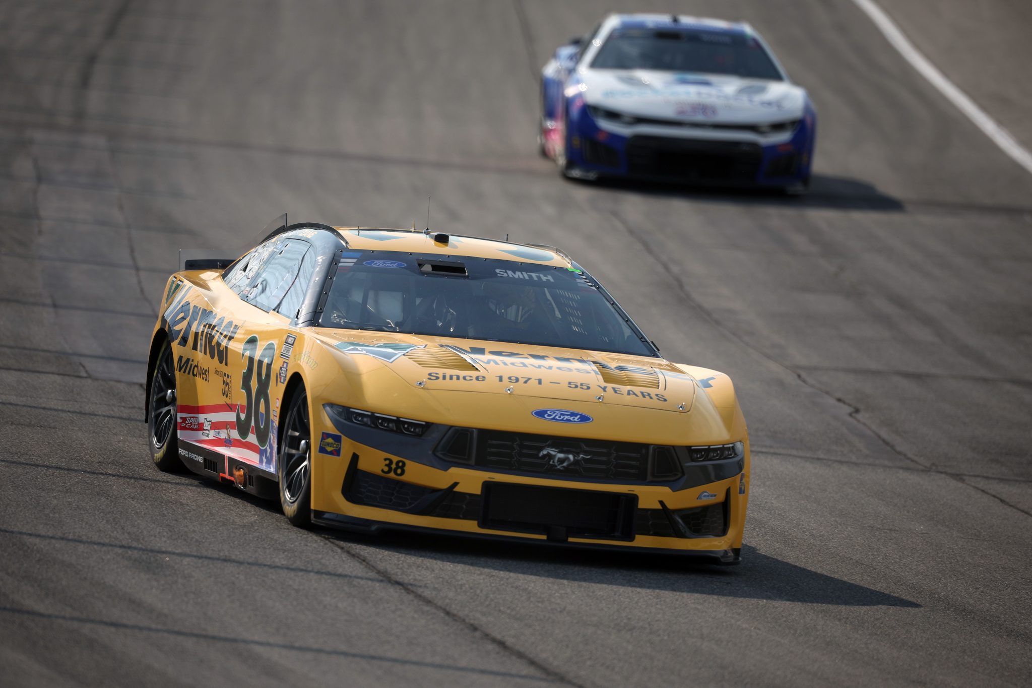 JOLIET, ILLINOIS - JULY 03: Zane Smith, driver of the #38 Vermeer Midwest Ford, drives during practice for the NASCAR Cup Series eero 400 at Chicagoland Speedway on July 03, 2026 in Joliet, Illinois. (Photo by James Gilbert/Getty Images) | Getty Images