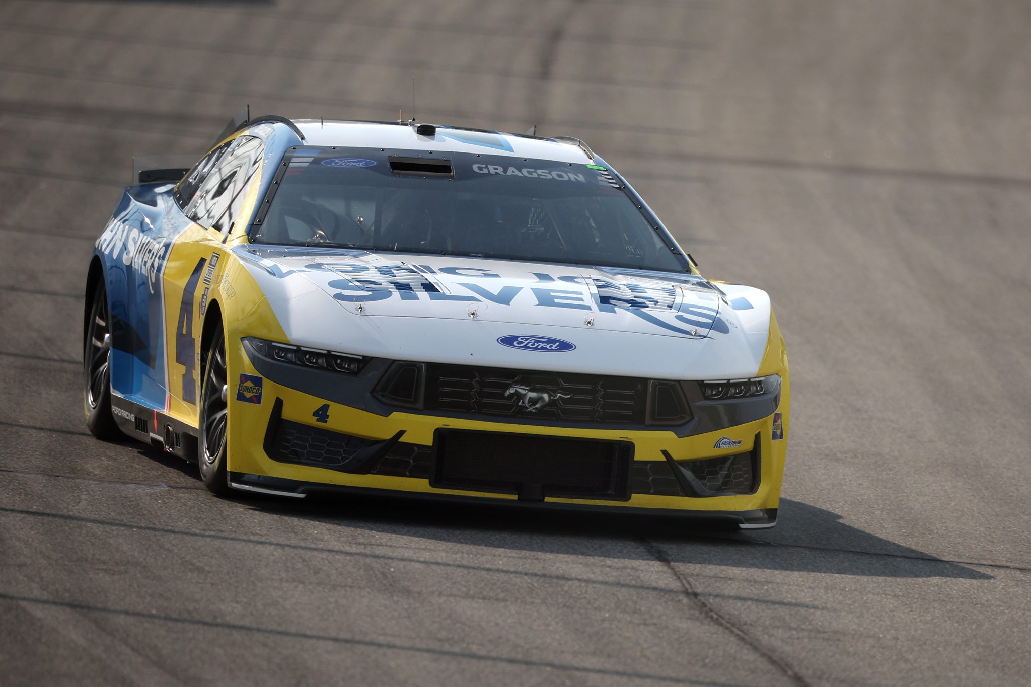 JOLIET, ILLINOIS - JULY 03: Noah Gragson, driver of the #4 Long John Silver's Ford, drives during practice for the NASCAR Cup Series eero 400 at Chicagoland Speedway on July 03, 2026 in Joliet, Illinois. (Photo by James Gilbert/Getty Images) | Getty Images