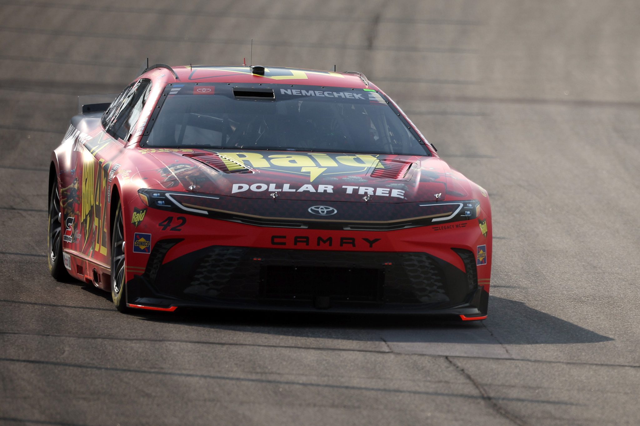 JOLIET, ILLINOIS - JULY 03: John Hunter Nemechek, driver of the #42 Raid/Dollar Tree Toyota, drives during practice for the NASCAR Cup Series eero 400 at Chicagoland Speedway on July 03, 2026 in Joliet, Illinois. (Photo by James Gilbert/Getty Images) | Getty Images