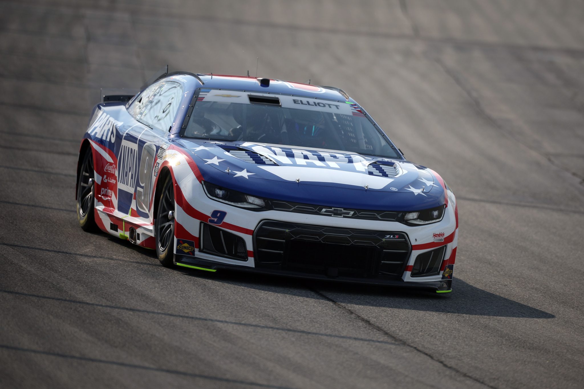 JOLIET, ILLINOIS - JULY 03: Chase Elliott, driver of the #9 NAPA Auto Parts Chevrolet, drives during practice for the NASCAR Cup Series eero 400 at Chicagoland Speedway on July 03, 2026 in Joliet, Illinois. (Photo by James Gilbert/Getty Images) | Getty Images
