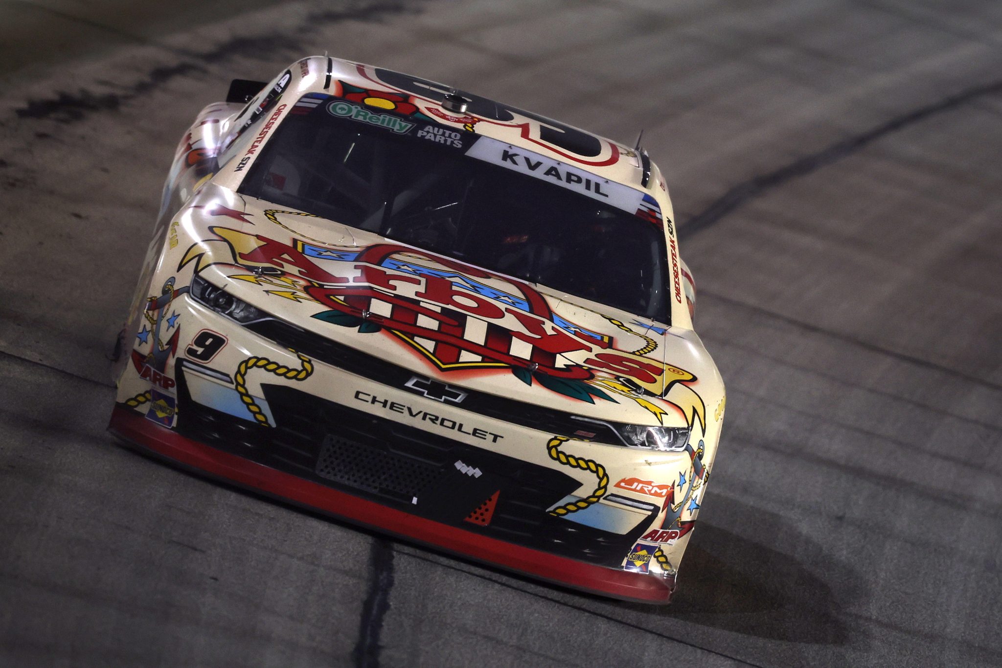 JOLIET, ILLINOIS - JULY 04: Carson Kvapil, driver of the #9 Arby's Cheesesteak Chevrolet, drives during the NASCAR O'Reilly Auto Parts Series Cuervo 300 at Chicagoland Speedway on July 04, 2026 in Joliet, Illinois. (Photo by James Gilbert/Getty Images) | Getty Images