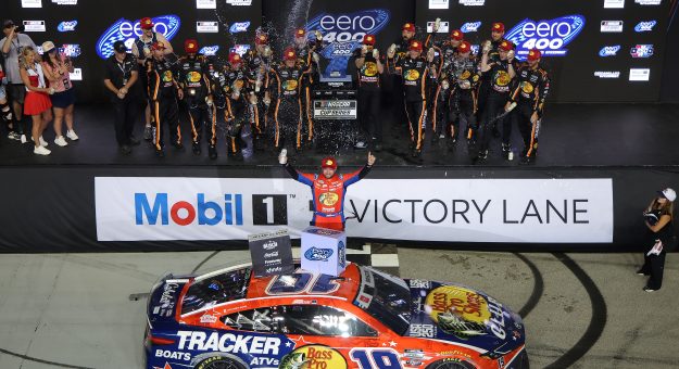 JOLIET, ILLINOIS - JULY 05: Chase Briscoe, driver of the #19 Bass Pro Shops Toyota, celebrates in victory lane after winning the NASCAR Cup Series eero 400 at Chicagoland Speedway on July 05, 2026 in Joliet, Illinois. (Photo by Jonathan Bachman/Getty Images) | Getty Images
