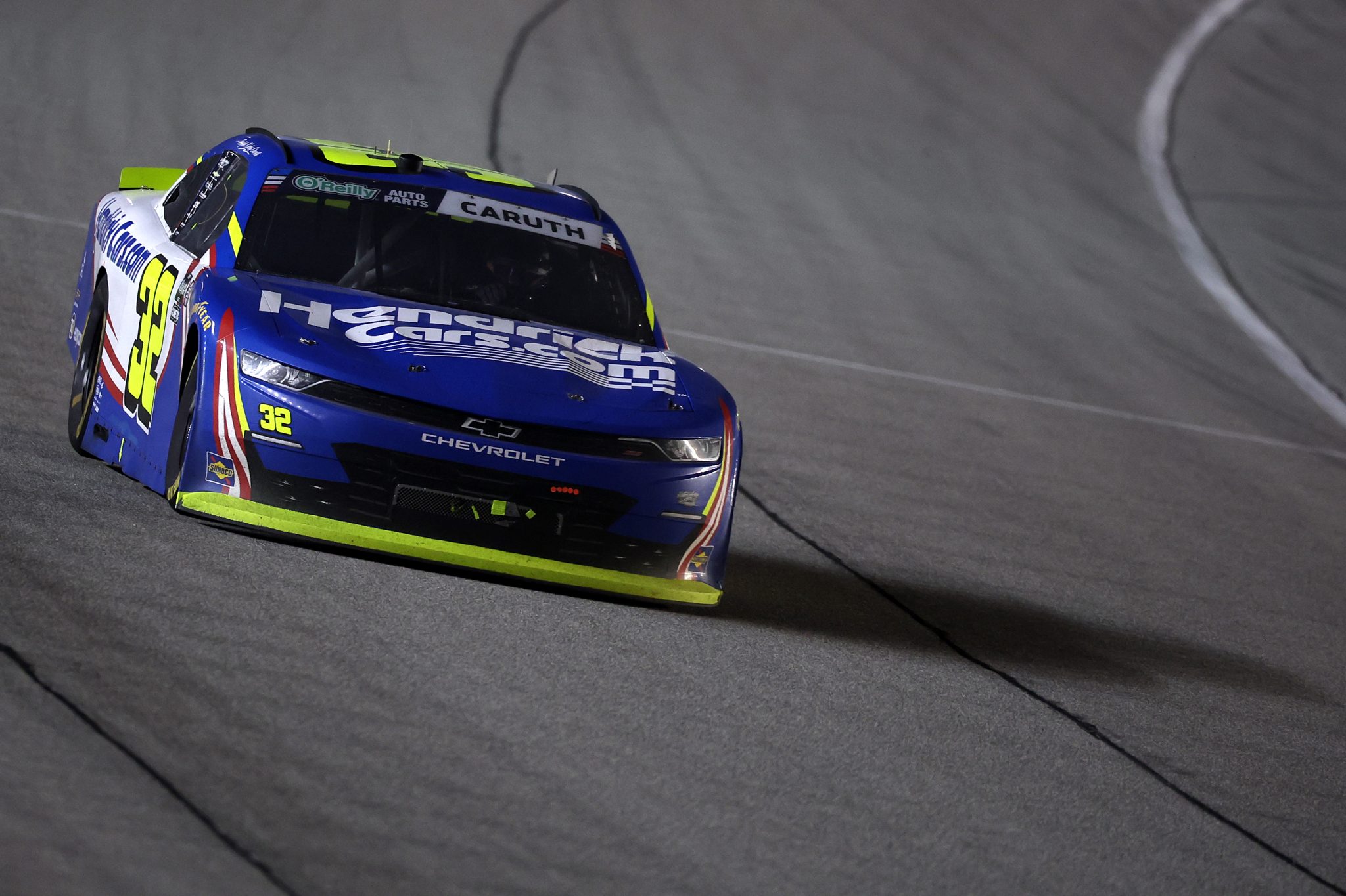 JOLIET, ILLINOIS - JULY 04: Rajah Caruth, driver of the #32 HendrickCars.com Chevrolet, drives during the NASCAR O'Reilly Auto Parts Series Cuervo 300 at Chicagoland Speedway on July 04, 2026 in Joliet, Illinois. (Photo by James Gilbert/Getty Images) | Getty Images