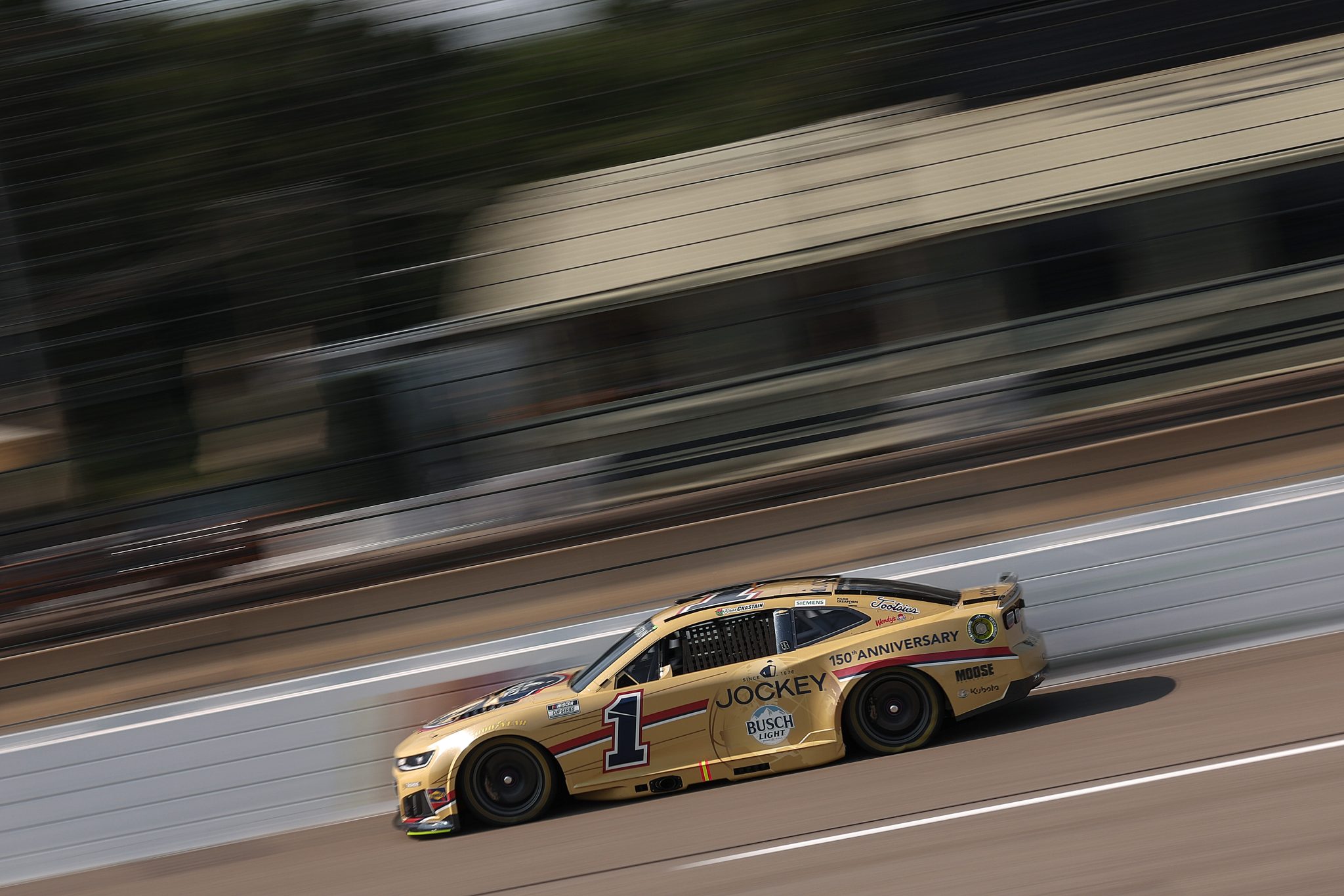 RICHMOND, VIRGINIA - AUGUST 14: Ross Chastain, driver of the #1 Jockey 150th Anniversary Chevrolet, drives during practice for the NASCAR Cup Series Cook Out 400 at Richmond Raceway on August 14, 2026 in Richmond, Virginia. (Photo by David Jensen/Getty Images) | Getty Images