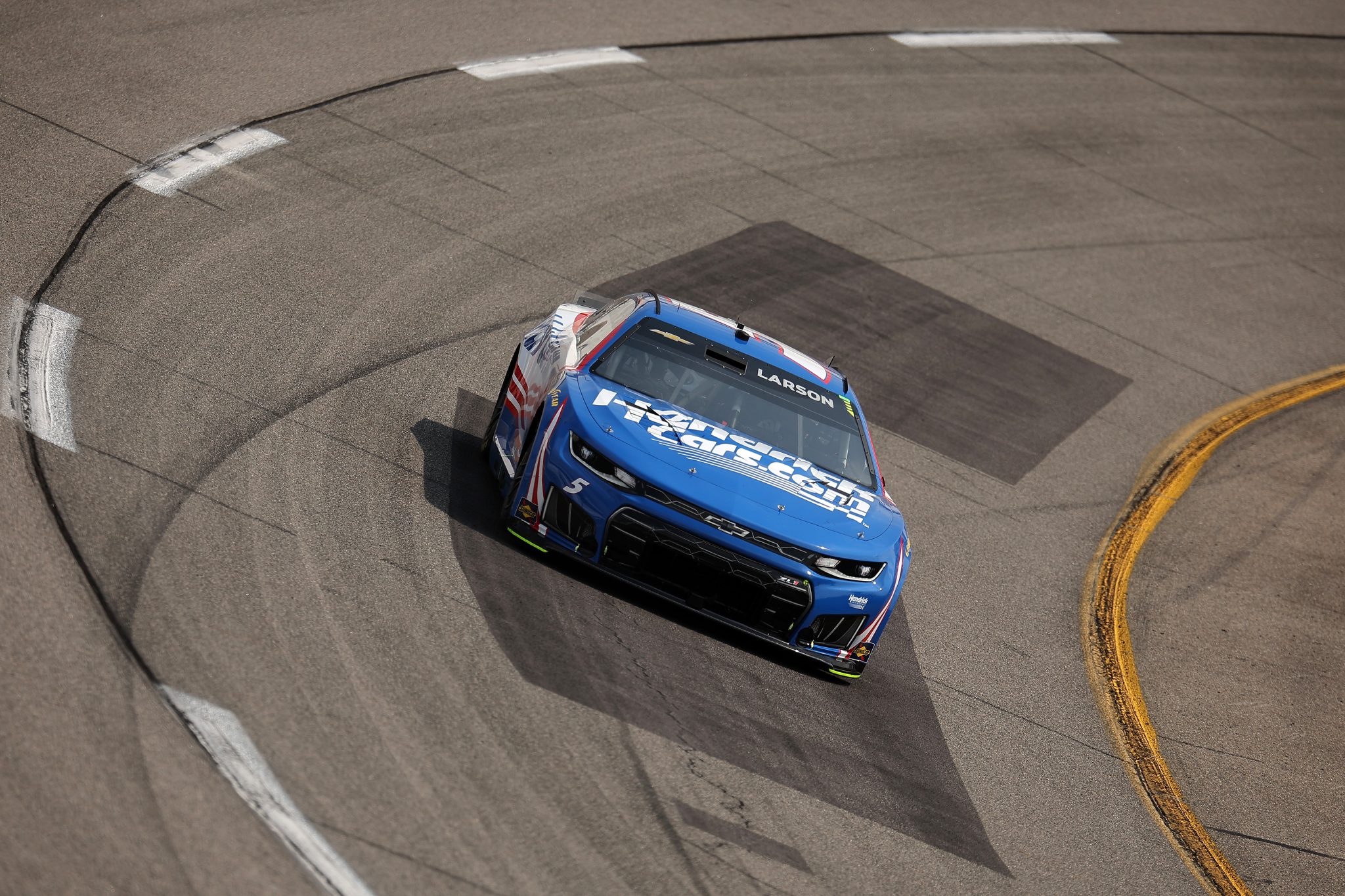 RICHMOND, VIRGINIA - AUGUST 14: Kyle Larson, driver of the #5 HendrickCars.com Chevrolet, drives during practice for the NASCAR Cup Series Cook Out 400 at Richmond Raceway on August 14, 2026 in Richmond, Virginia. (Photo by Jonathan Bachman/Getty Images) | Getty Images