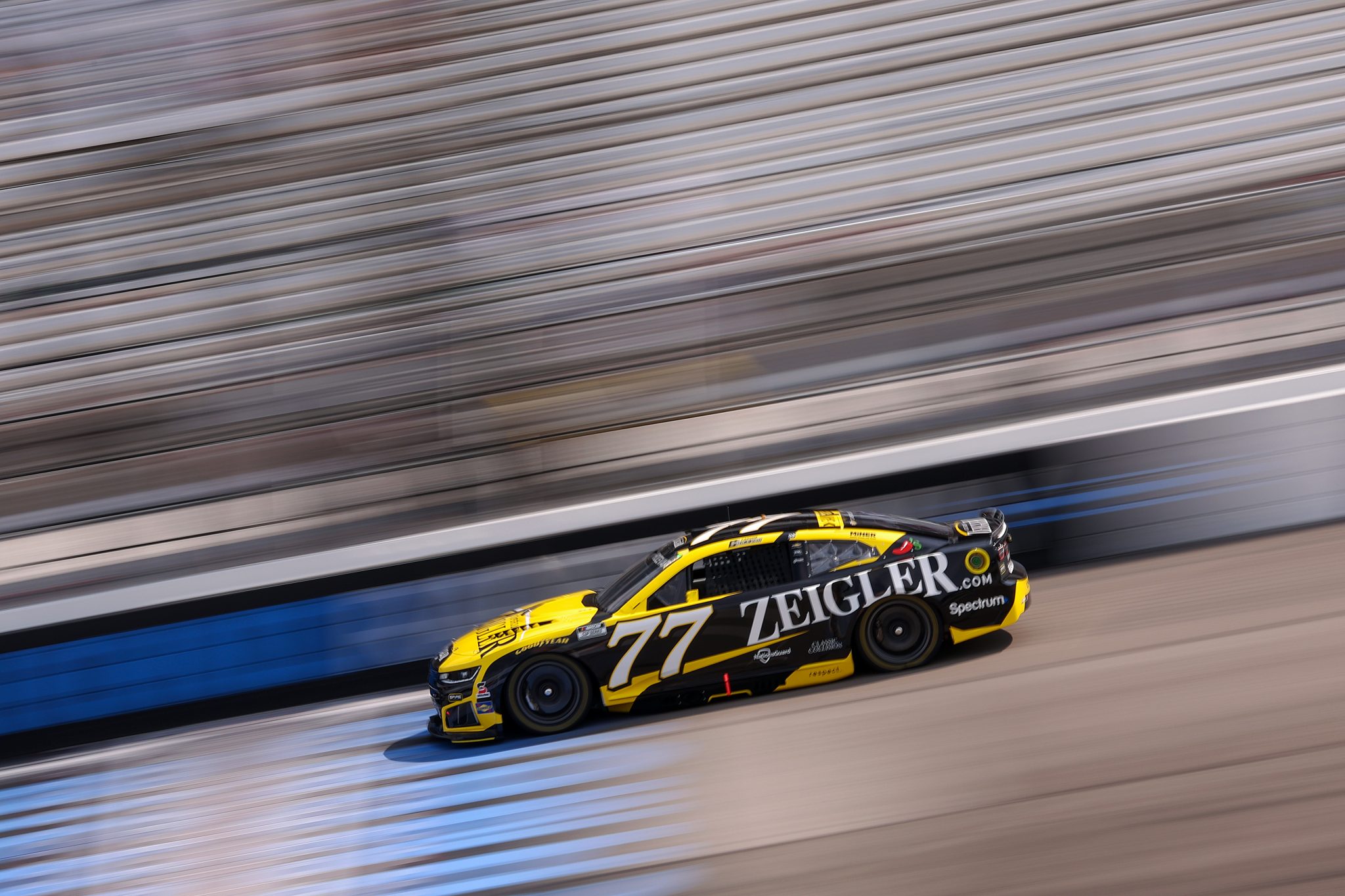 RICHMOND, VIRGINIA - AUGUST 14: Carson Hocevar, driver of the #77 Zeigler Auto Group Chevrolet, drives during practice for the NASCAR Cup Series Cook Out 400 at Richmond Raceway on August 14, 2026 in Richmond, Virginia. (Photo by David Jensen/Getty Images) | Getty Images