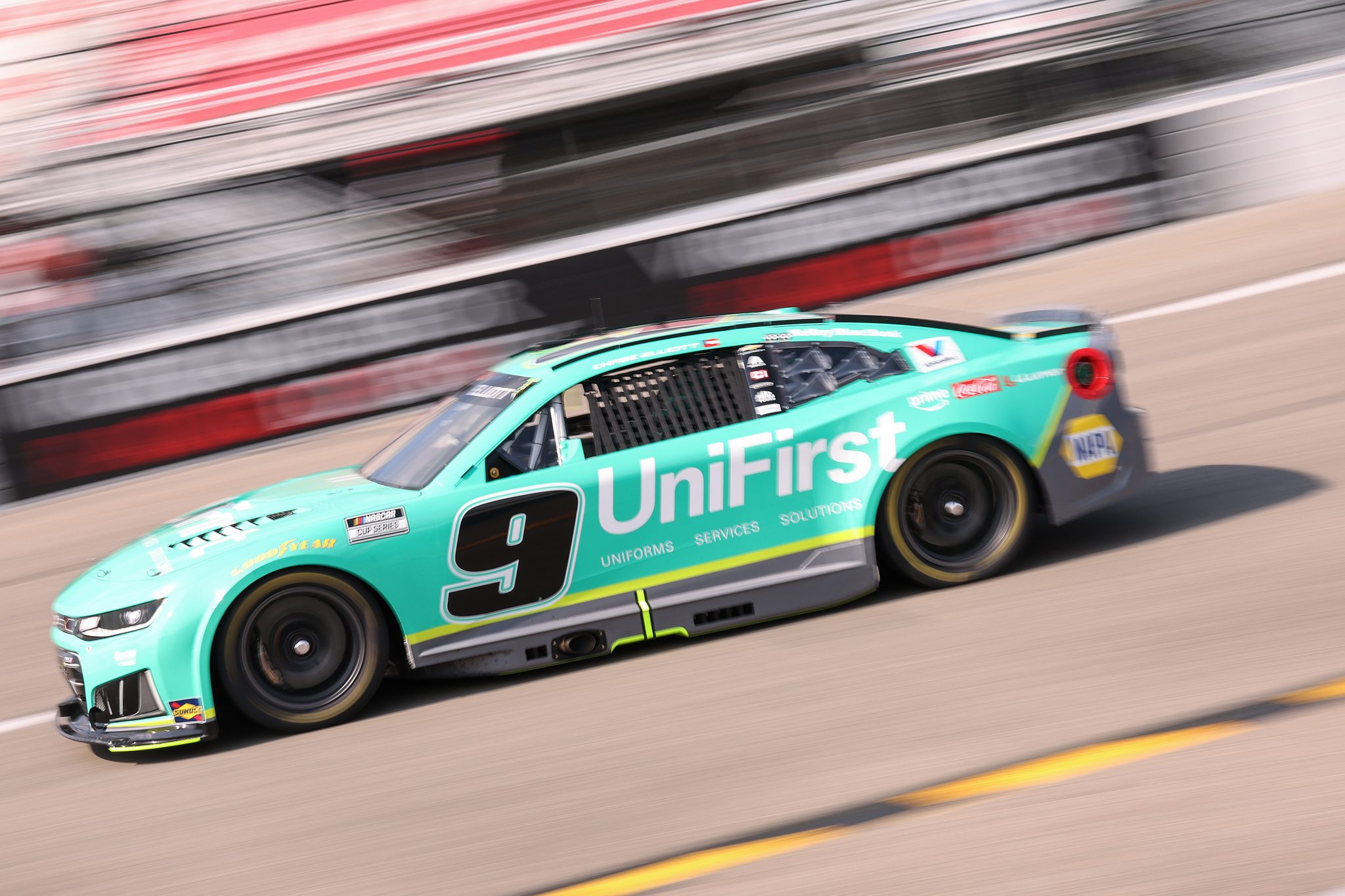 RICHMOND, VIRGINIA - AUGUST 14: Chase Elliott, driver of the #9 UniFirst Chevrolet, drives during practice for the NASCAR Cup Series Cook Out 400 at Richmond Raceway on August 14, 2026 in Richmond, Virginia. (Photo by David Jensen/Getty Images) | Getty Images