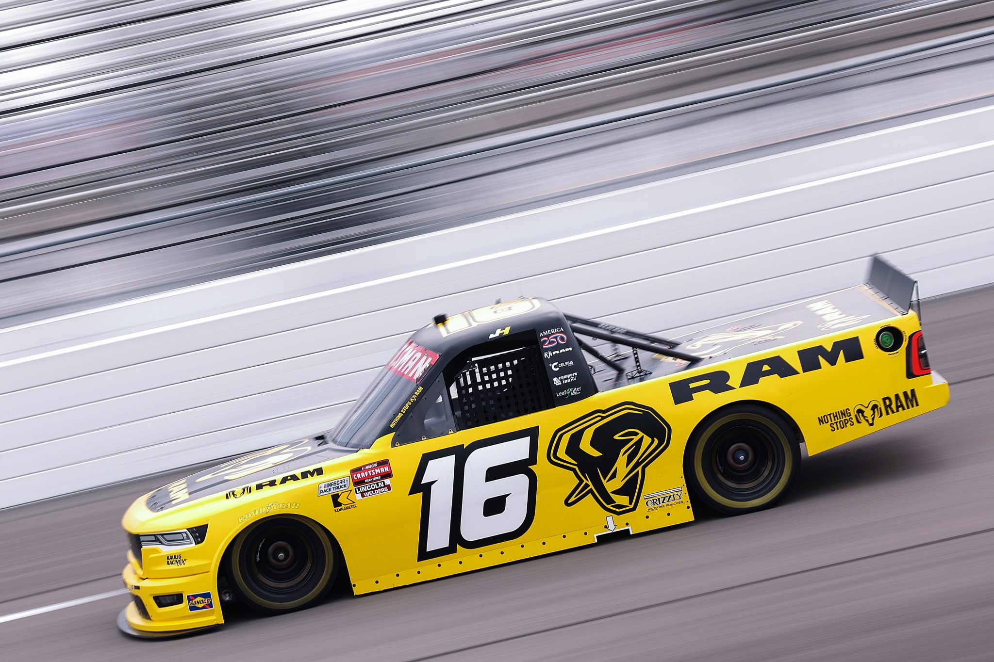 RICHMOND, VIRGINIA - AUGUST 14: Justin Haley, driver of the #16 RAM RAM, drives during practice for the NASCAR Craftsman Truck Series Black's Tire 250 presented by BTS Rewards at Richmond Raceway on August 14, 2026 in Richmond, Virginia. (Photo by David Jensen/Getty Images) | Getty Images