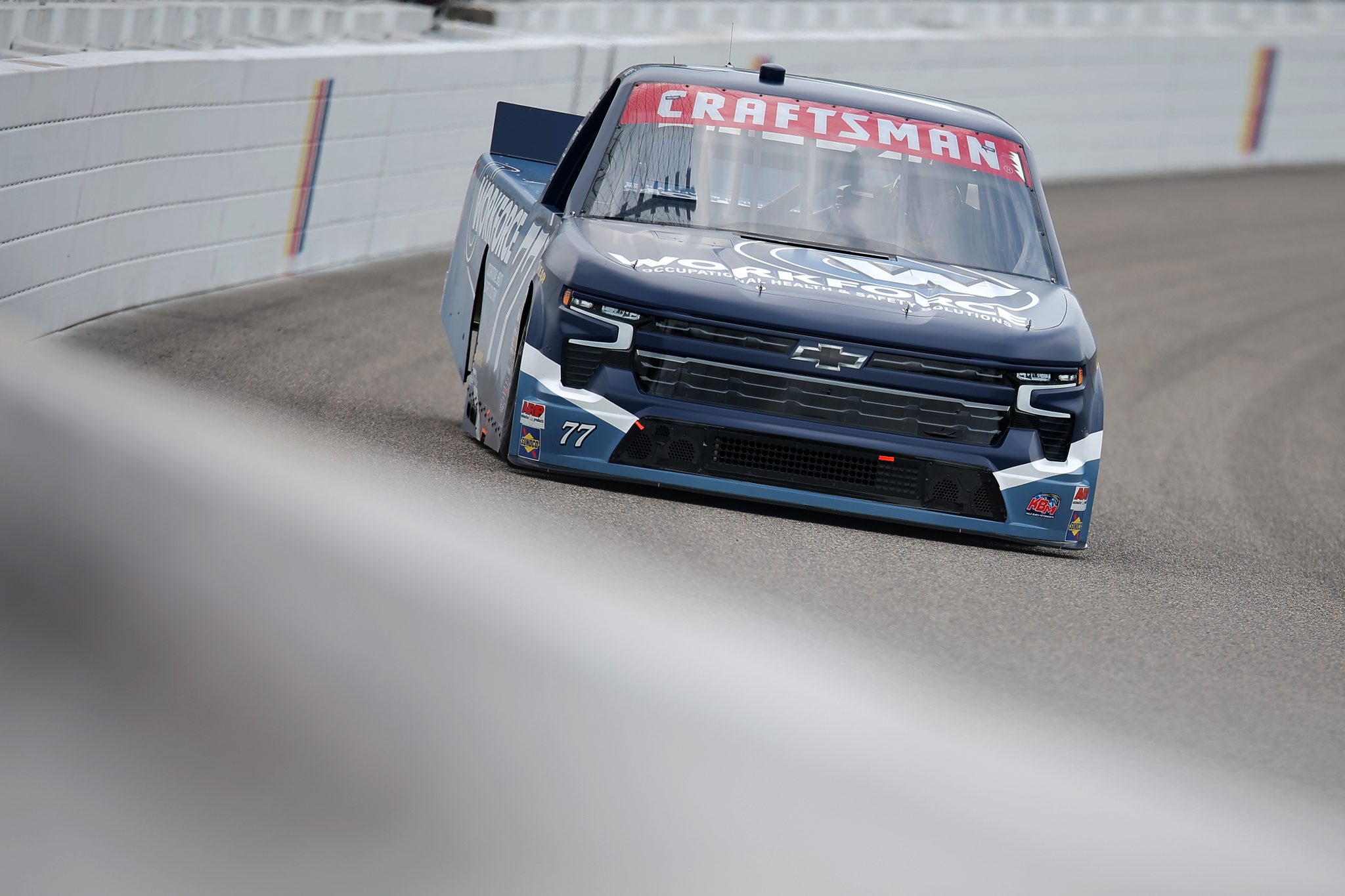 RICHMOND, VIRGINIA - AUGUST 14: Tristan McKee, driver of the #77 Workforce Chevrolet, drives during practice for the NASCAR Craftsman Truck Series Black's Tire 250 presented by BTS Rewards at Richmond Raceway on August 14, 2026 in Richmond, Virginia. (Photo by Jonathan Bachman/Getty Images) | Getty Images