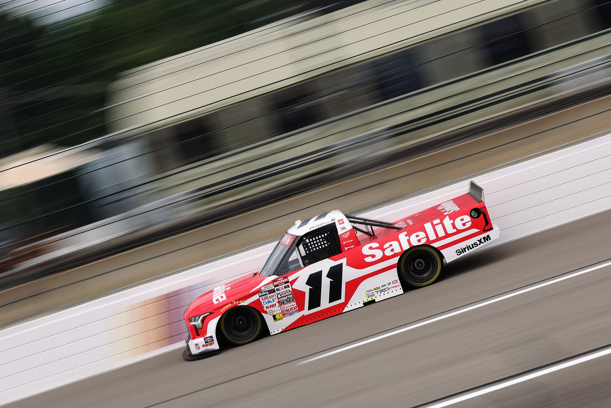 RICHMOND, VIRGINIA - AUGUST 14: Kaden Honeycutt, driver of the #11 Safelite Toyota, drives during practice for the NASCAR Craftsman Truck Series Black's Tire 250 presented by BTS Rewards at Richmond Raceway on August 14, 2026 in Richmond, Virginia. (Photo by David Jensen/Getty Images) | Getty Images