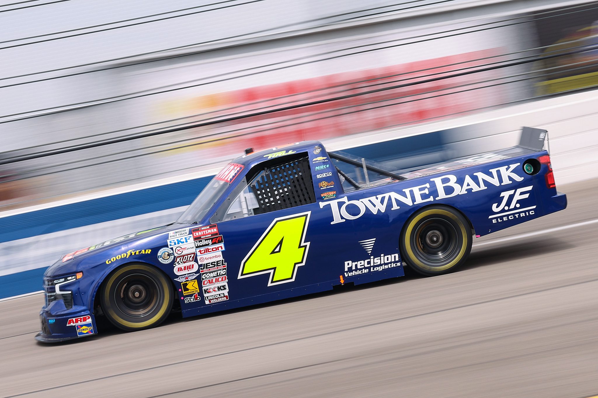 RICHMOND, VIRGINIA - AUGUST 14: Connor Hall, driver of the #4 TowneBank/Breeden Concrete Chevrolet, drives during practice for the NASCAR Craftsman Truck Series Black's Tire 250 presented by BTS Rewards at Richmond Raceway on August 14, 2026 in Richmond, Virginia. (Photo by David Jensen/Getty Images) | Getty Images