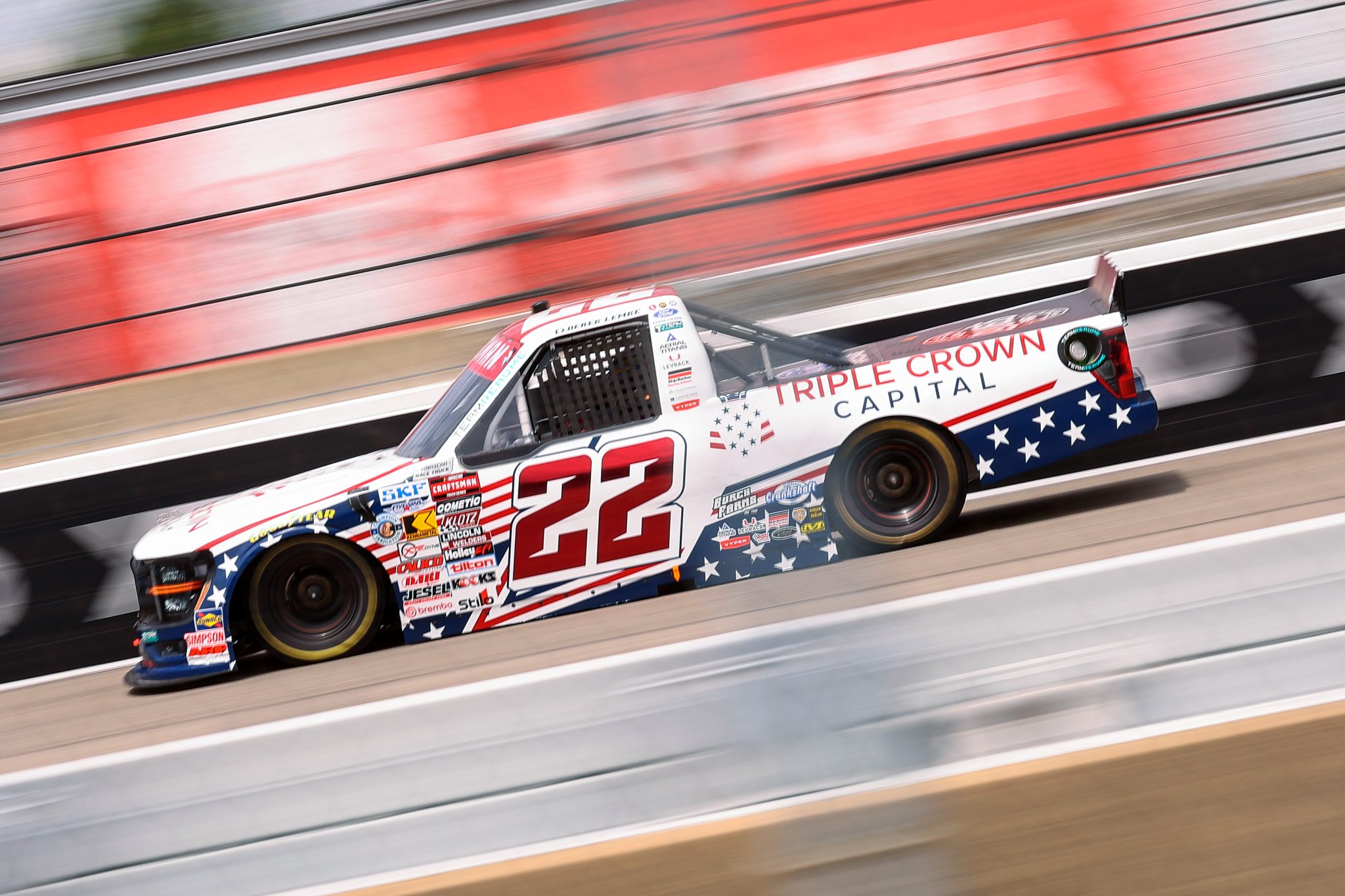 RICHMOND, VIRGINIA - AUGUST 14: Derek Lemke, driver of the #22 Triple Crown Capital Stables Ford, drives during practice for the NASCAR Craftsman Truck Series Black's Tire 250 presented by BTS Rewards at Richmond Raceway on August 14, 2026 in Richmond, Virginia. (Photo by David Jensen/Getty Images) | Getty Images