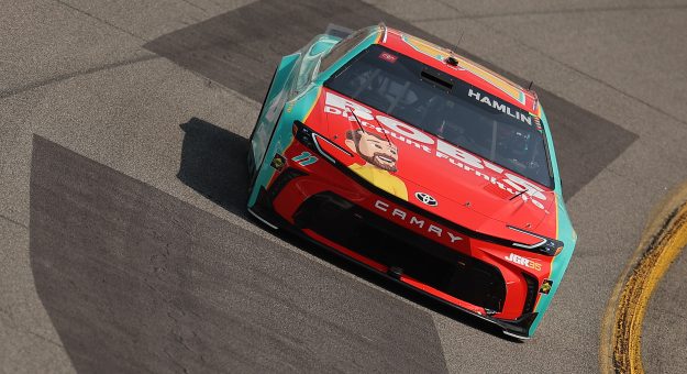 RICHMOND, VIRGINIA - AUGUST 14: Denny Hamlin, driver of the #11 Bob's Discount Furniture Toyota, drives during practice for the NASCAR Cup Series Cook Out 400 at Richmond Raceway on August 14, 2026 in Richmond, Virginia. (Photo by Jonathan Bachman/Getty Images) | Getty Images