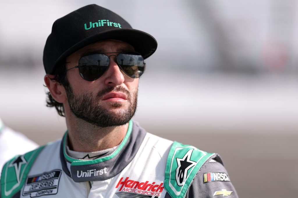 RICHMOND, VIRGINIA - AUGUST 14: Chase Elliott, driver of the #9 UniFirst Chevrolet, looks on during qualifying for the NASCAR Cup Series Cook Out 400 at Richmond Raceway on August 14, 2026 in Richmond, Virginia. (Photo by David Jensen/Getty Images) | Getty Images