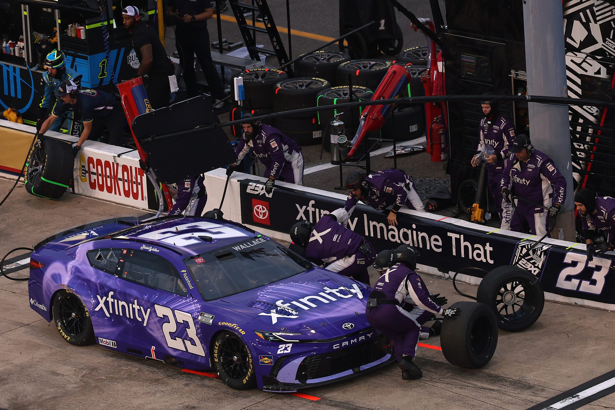 RICHMOND, VIRGINIA - AUGUST 15: Bubba Wallace, driver of the #23 Xfinity Toyota, pits during the NASCAR Cup Series Cook Out 400 at Richmond Raceway on August 15, 2026 in Richmond, Virginia. (Photo by David Jensen/Getty Images) | Getty Images