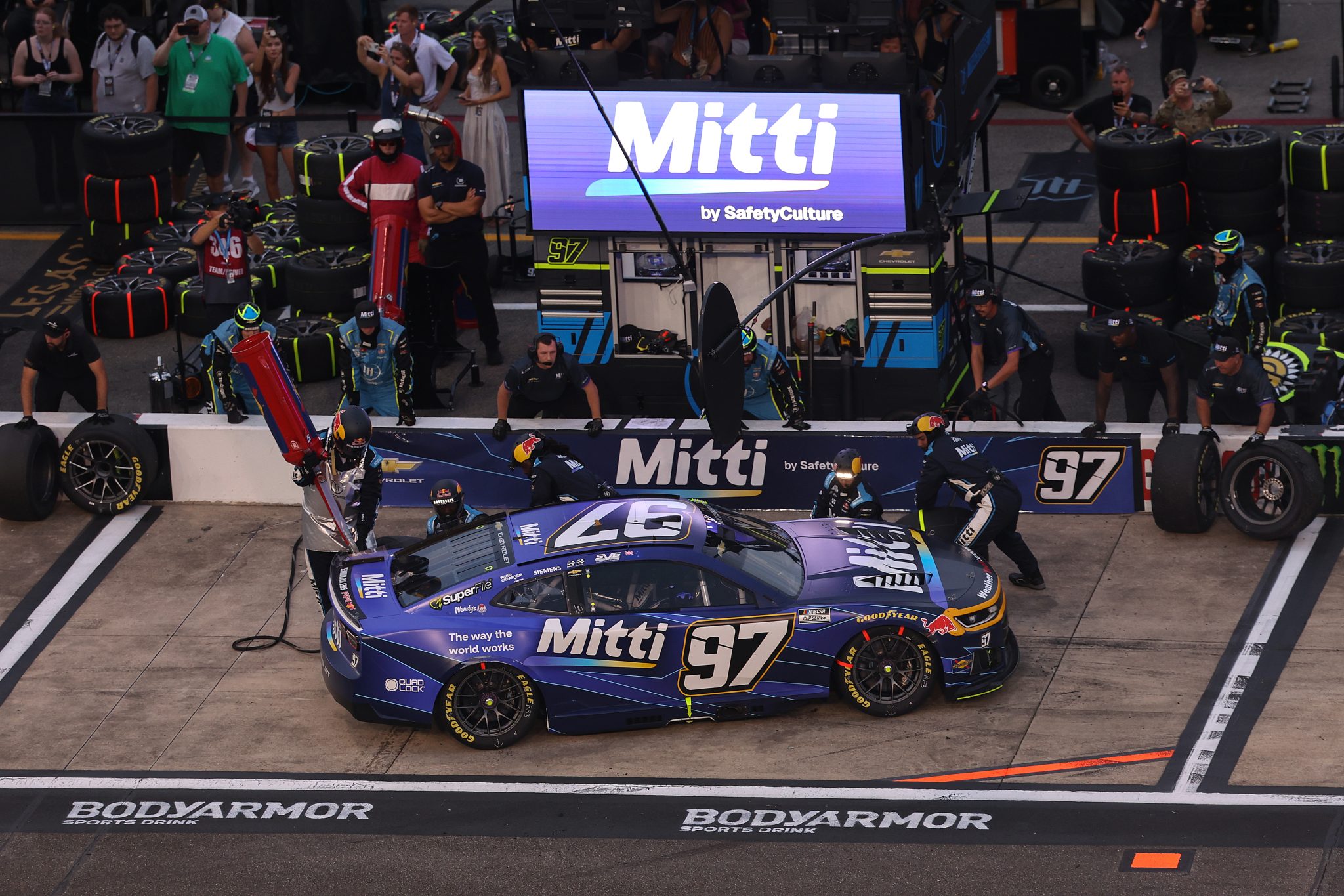 RICHMOND, VIRGINIA - AUGUST 15: Shane van Gisbergen, driver of the #97 Mitti Chevrolet, pits during the NASCAR Cup Series Cook Out 400 at Richmond Raceway on August 15, 2026 in Richmond, Virginia. (Photo by David Jensen/Getty Images) | Getty Images